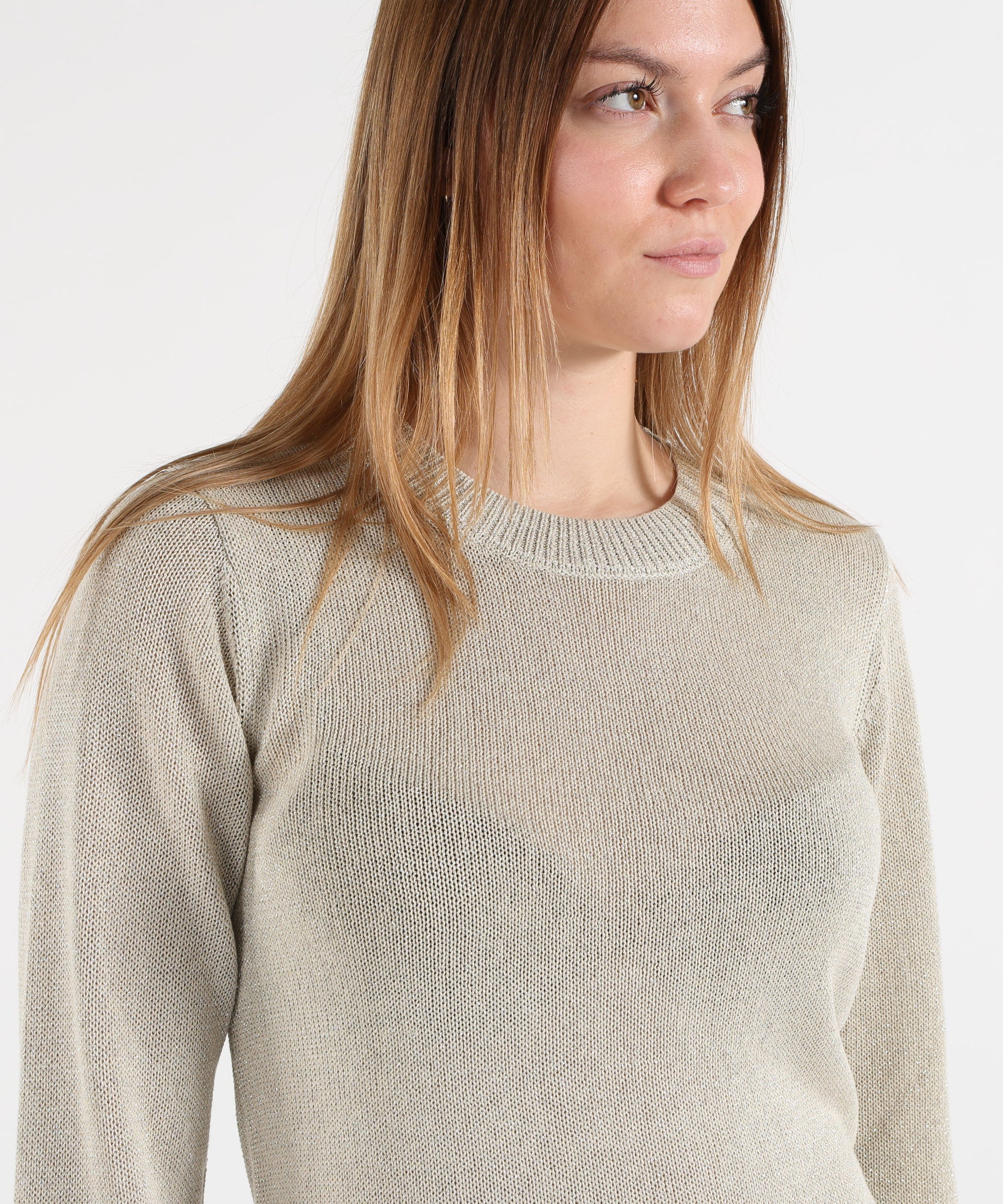 Maglie SEVENTY Maglia Donna Manica Lunga con Girocollo e Dettaglio Brillantini Ghiaccio | SEVENTY