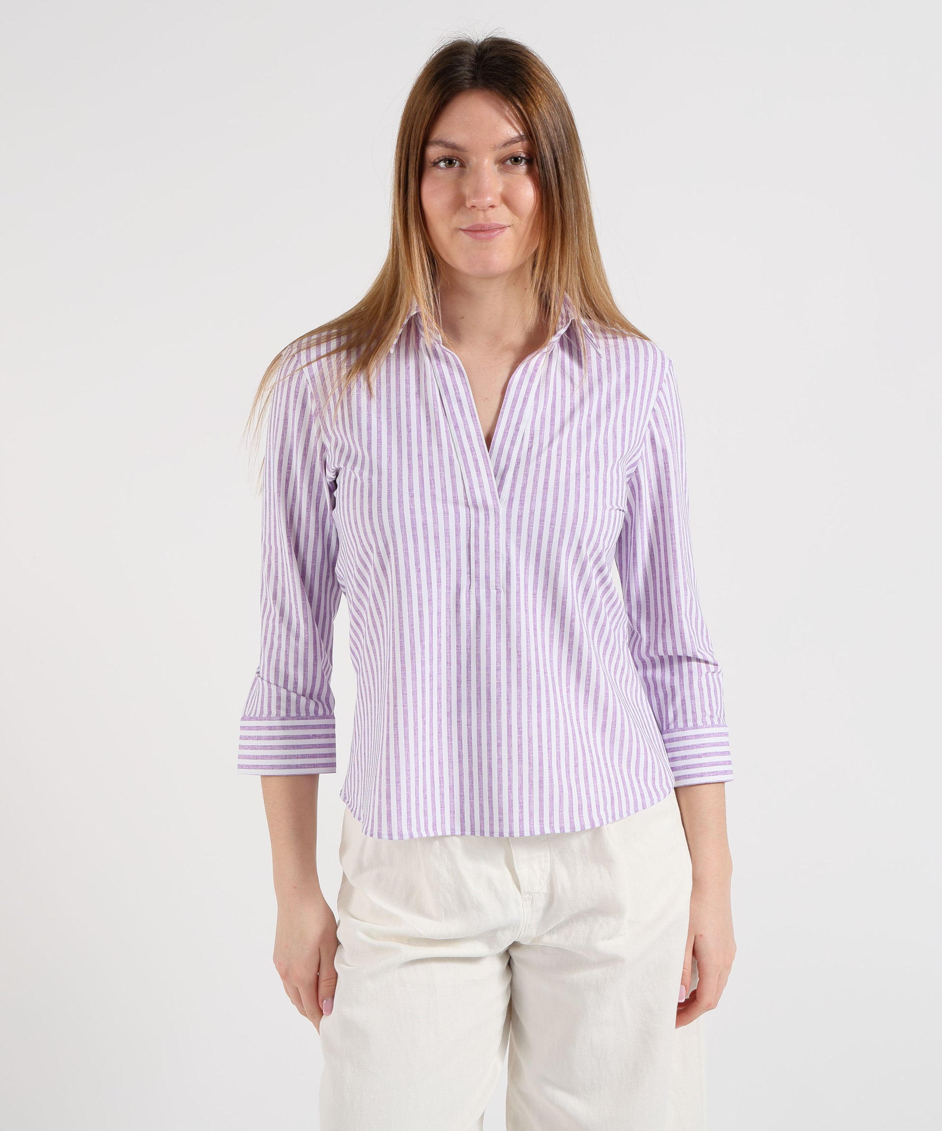 GHIRARDELLI Camicia Donna Senza Bottoni con Scollo a V