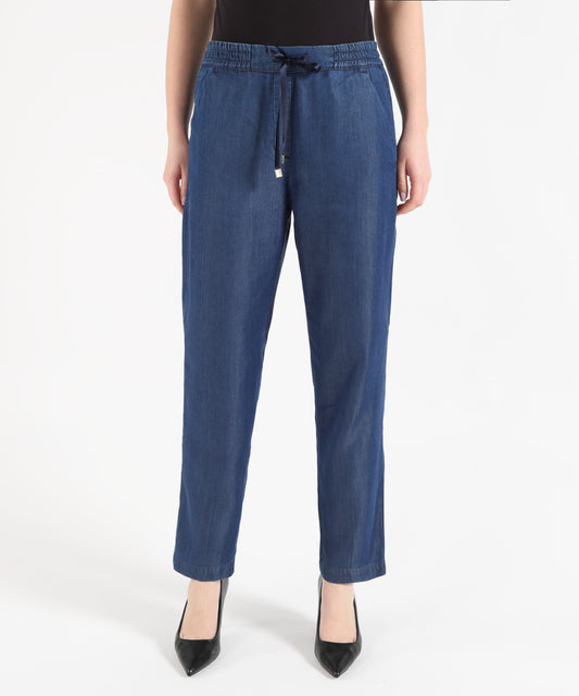 RE-HASH Pantalone Donna Morbido Effetto Denim