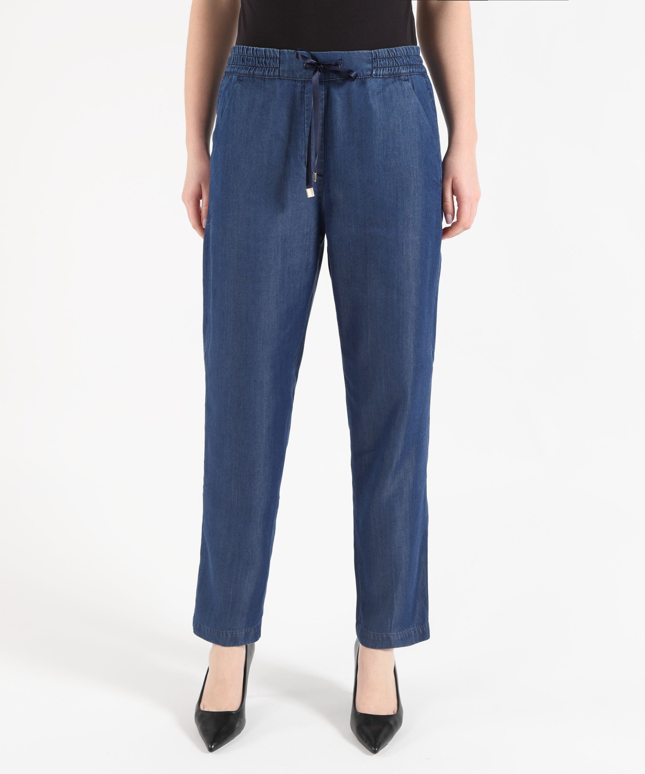 Pantaloni RE-HASH Pantalone Donna Morbido Effetto Denim Blu | RE-HASH