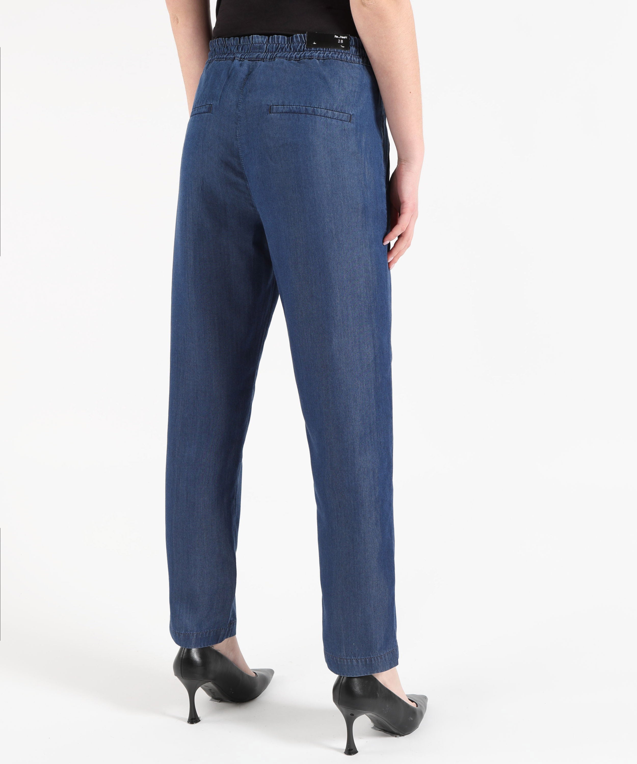 Pantaloni RE-HASH Pantalone Donna Morbido Effetto Denim Blu | RE-HASH