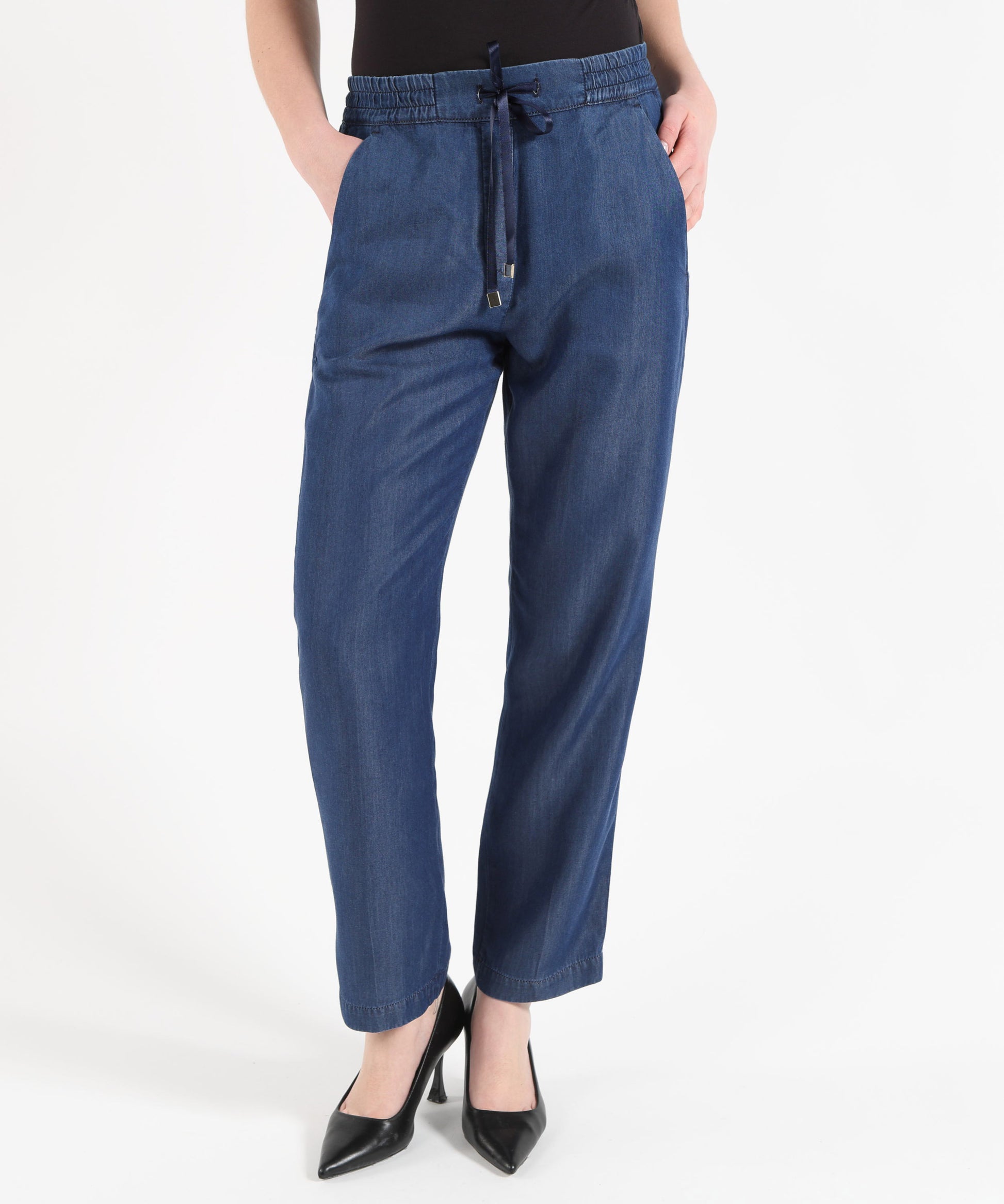 Trousers RE-HASH Women's Soft Denim-Effect Pants Blu | RE-HASH