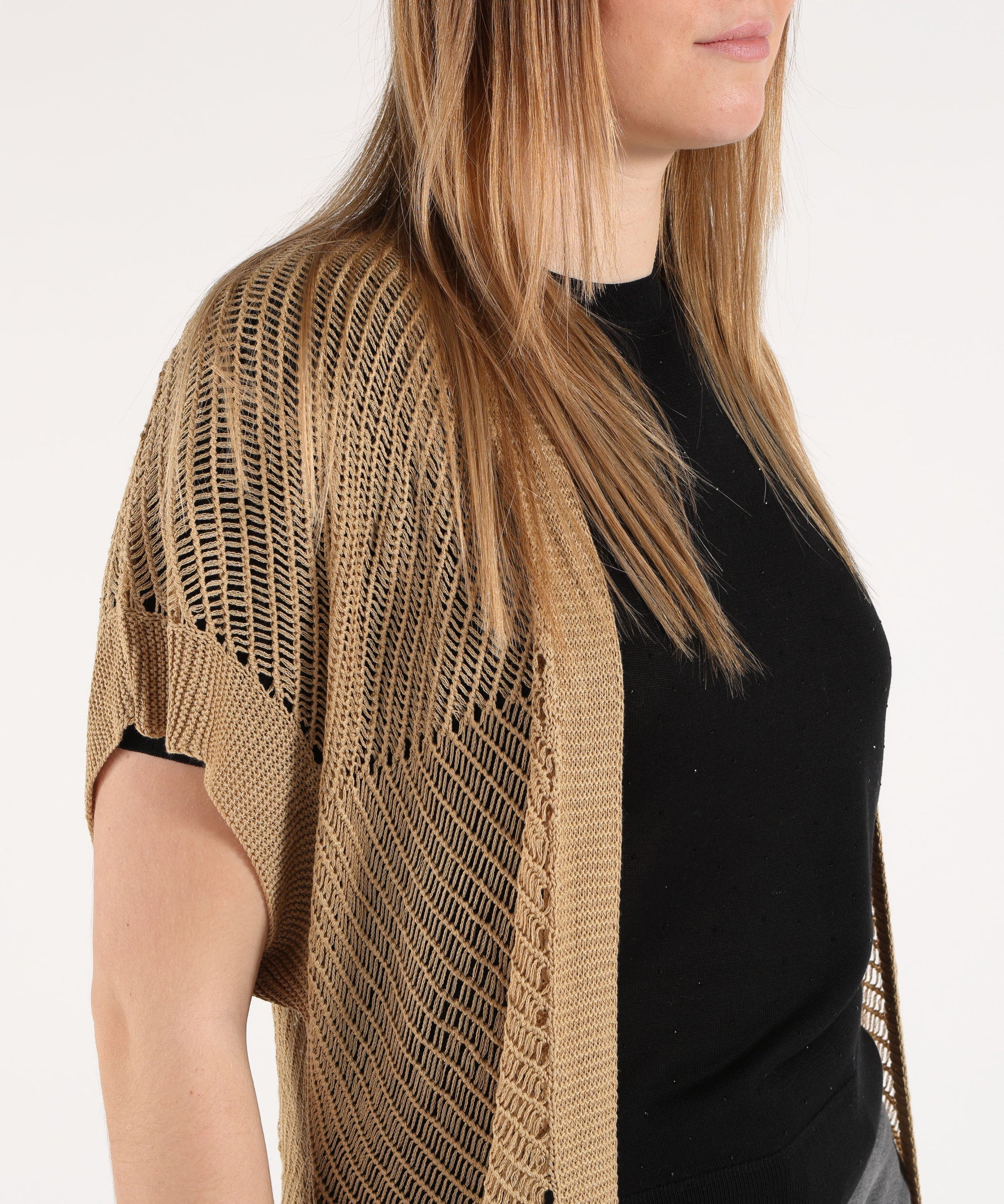 Cardigans SEVENTY Women’s Buttonless Short-Sleeve Cardigan Kaki | SEVENTY