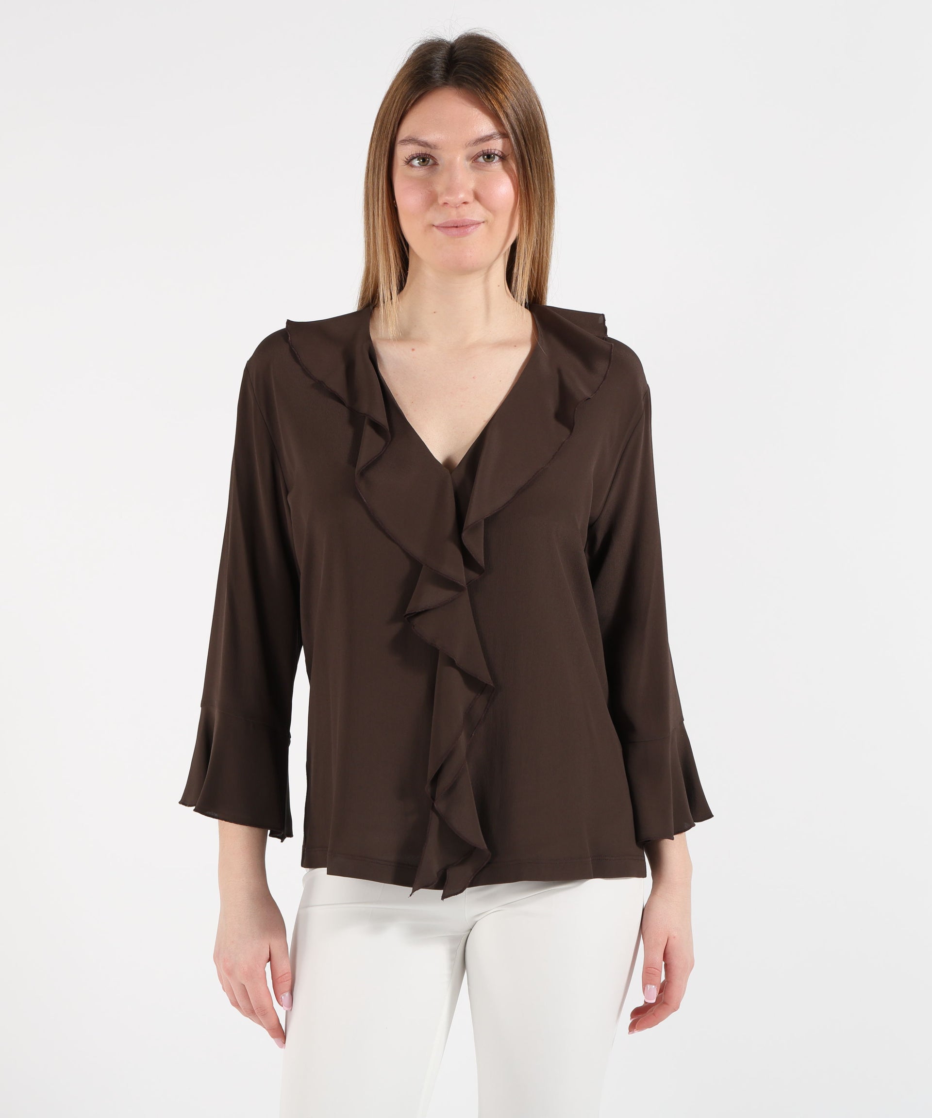 SEVENTY Blusa Donna con Scollo a V e Ruches