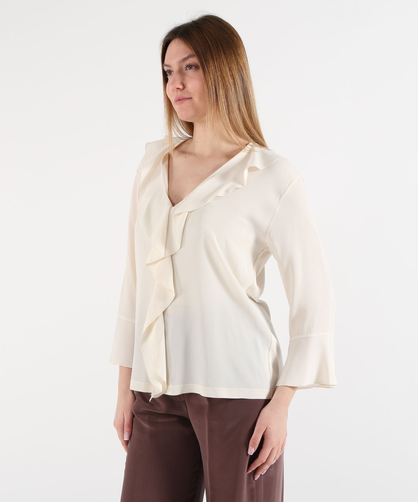 SEVENTY Blusa Donna con Scollo a V e Ruches