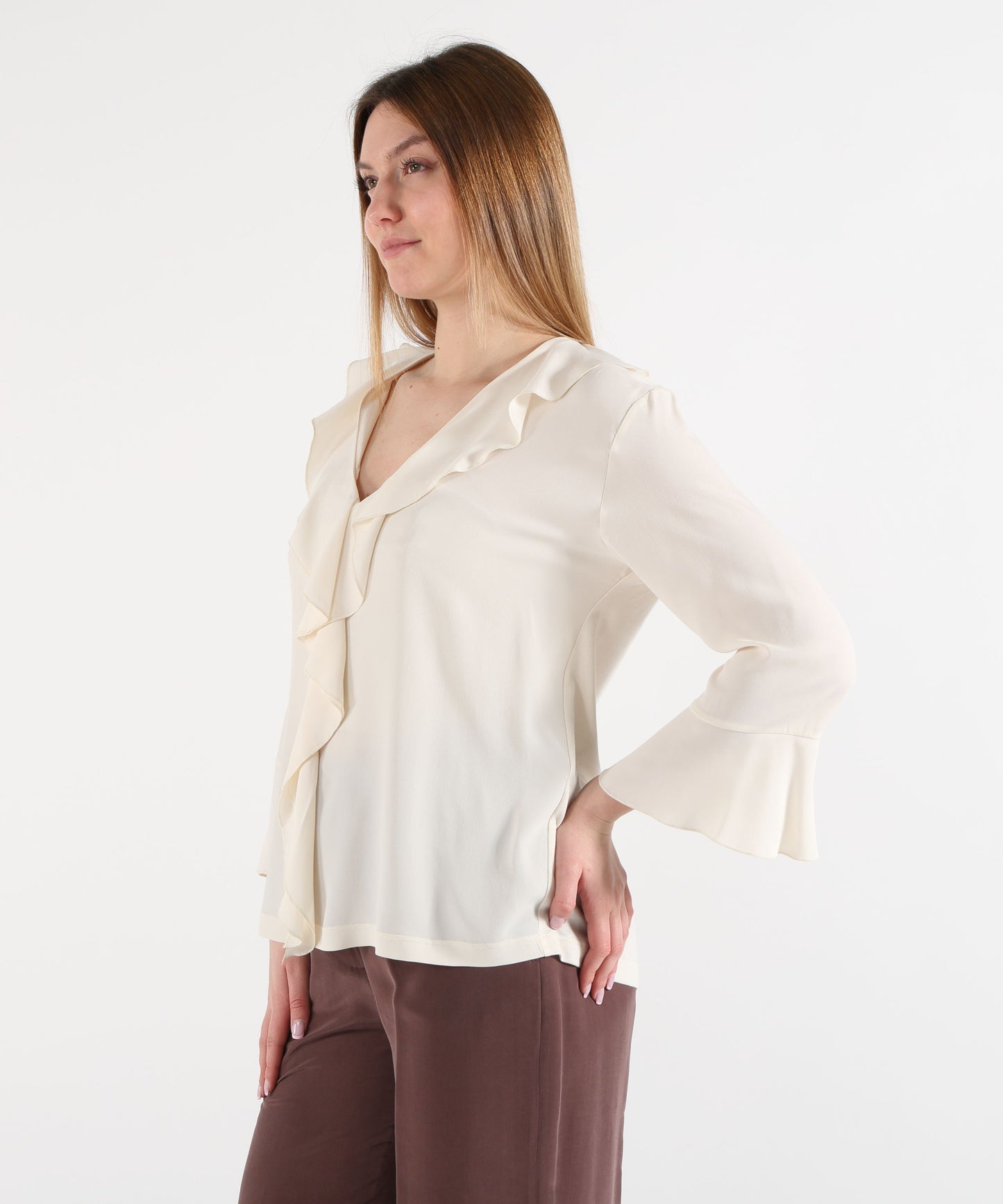 SEVENTY Blusa Donna con Scollo a V e Ruches