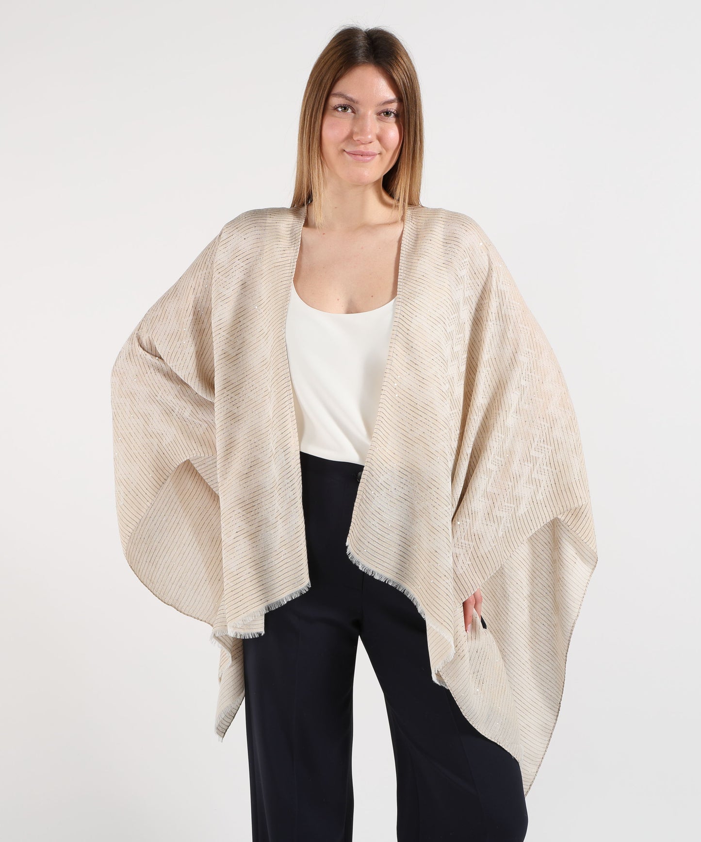 MISSONI Rectangular Geometric Pattern Cape with Sequins