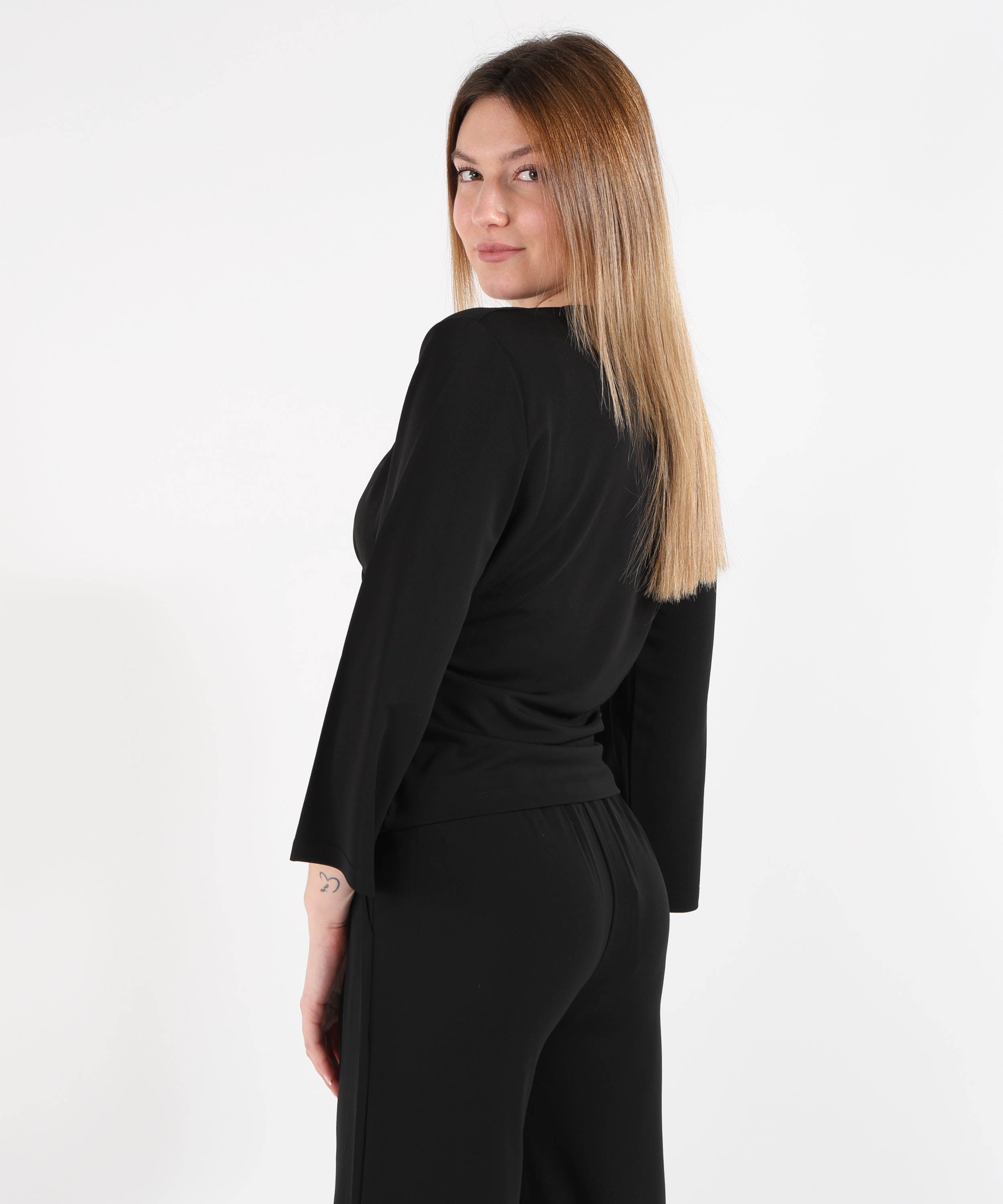Maglie SEVENTY Maglia Donna con Scollo a V Incrociato Nero | SEVENTY