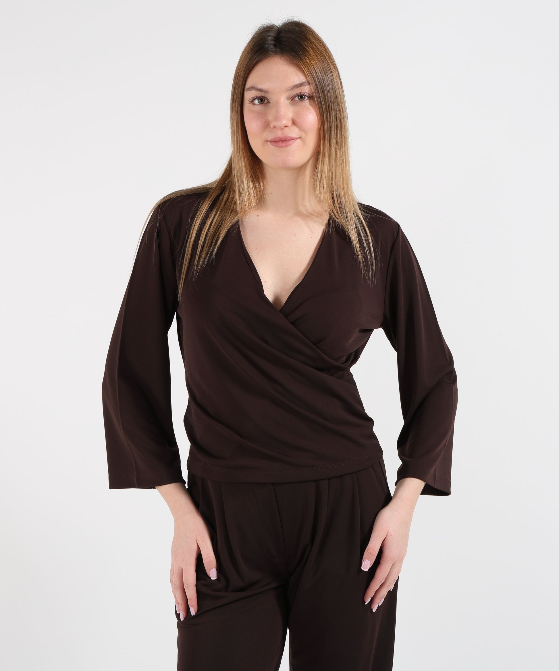 Maglie SEVENTY Maglia Donna con Scollo a V Incrociato Testa di moro | SEVENTY