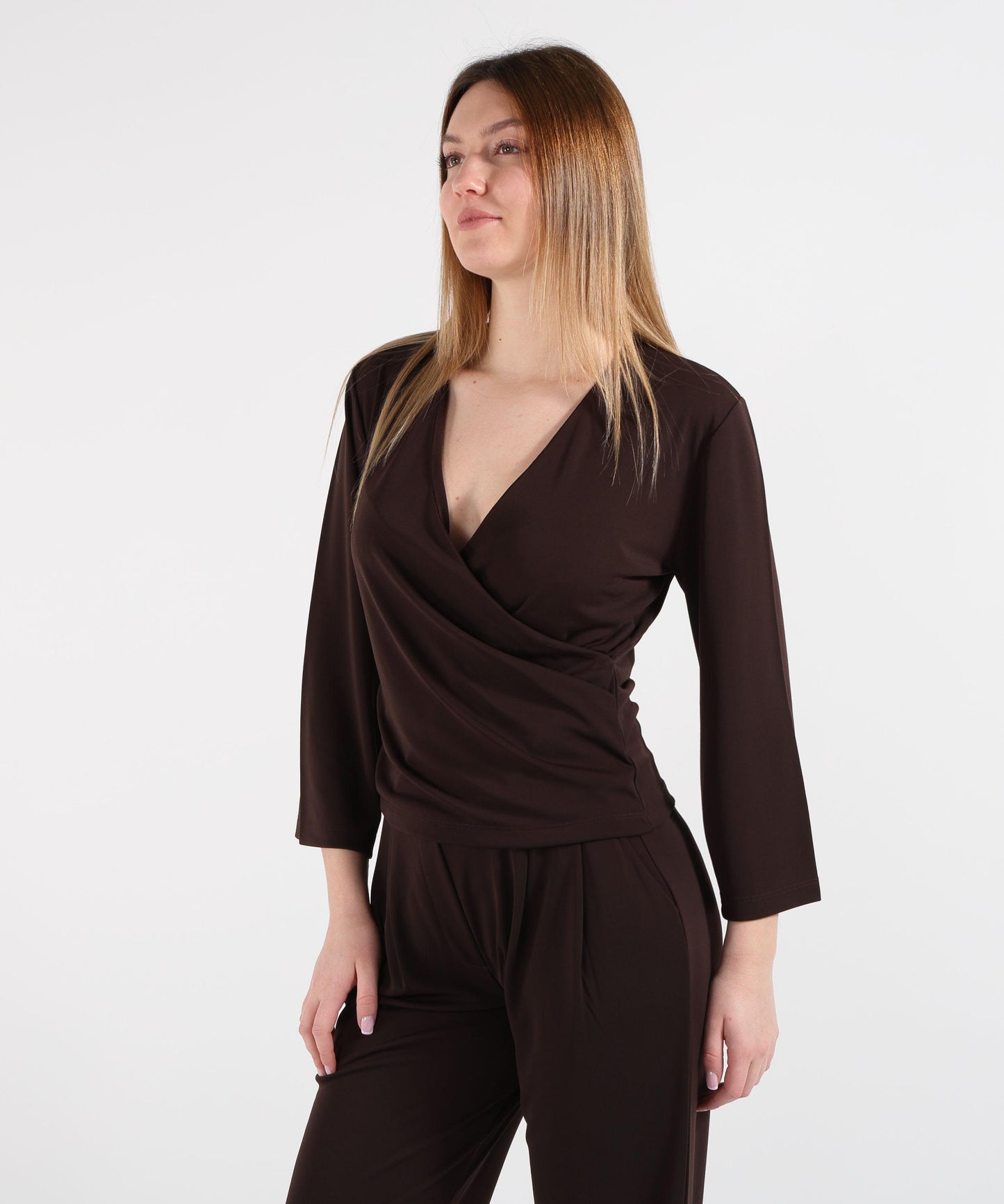 SEVENTY Maglia Donna con Scollo a V Incrociato