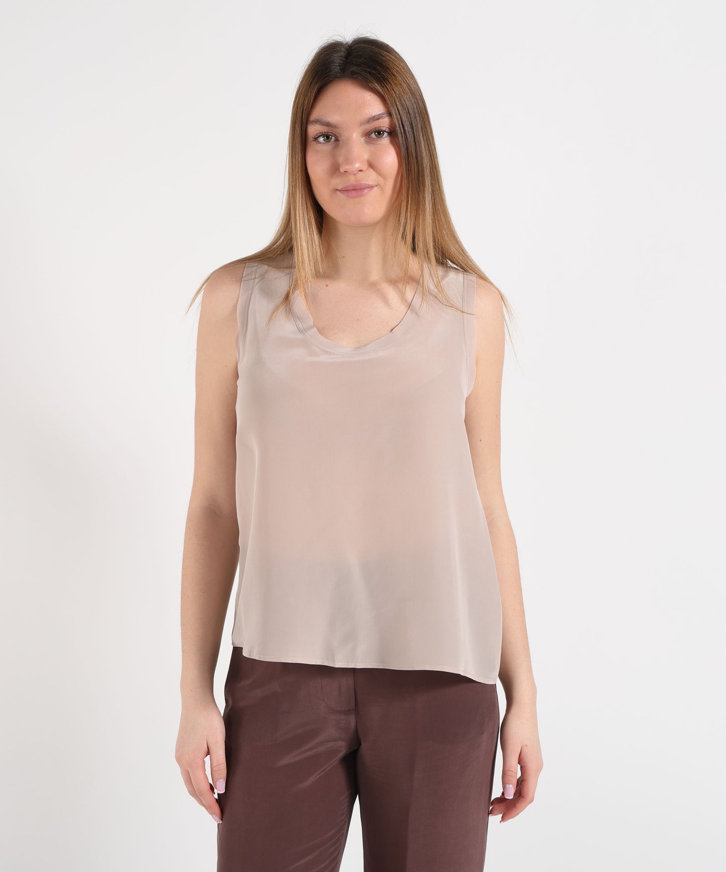 SEVENTY Top Donna Smanicato Girocollo