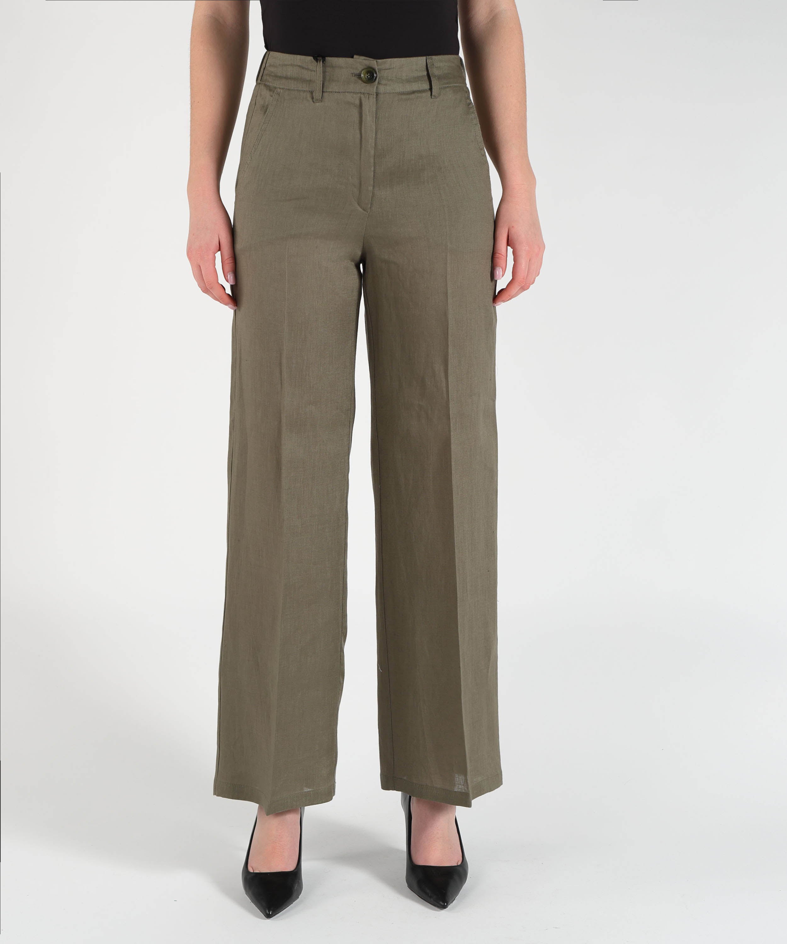 Pantaloni PENNYBLACK Pantalone in lino micio Kaki | PENNYBLACK