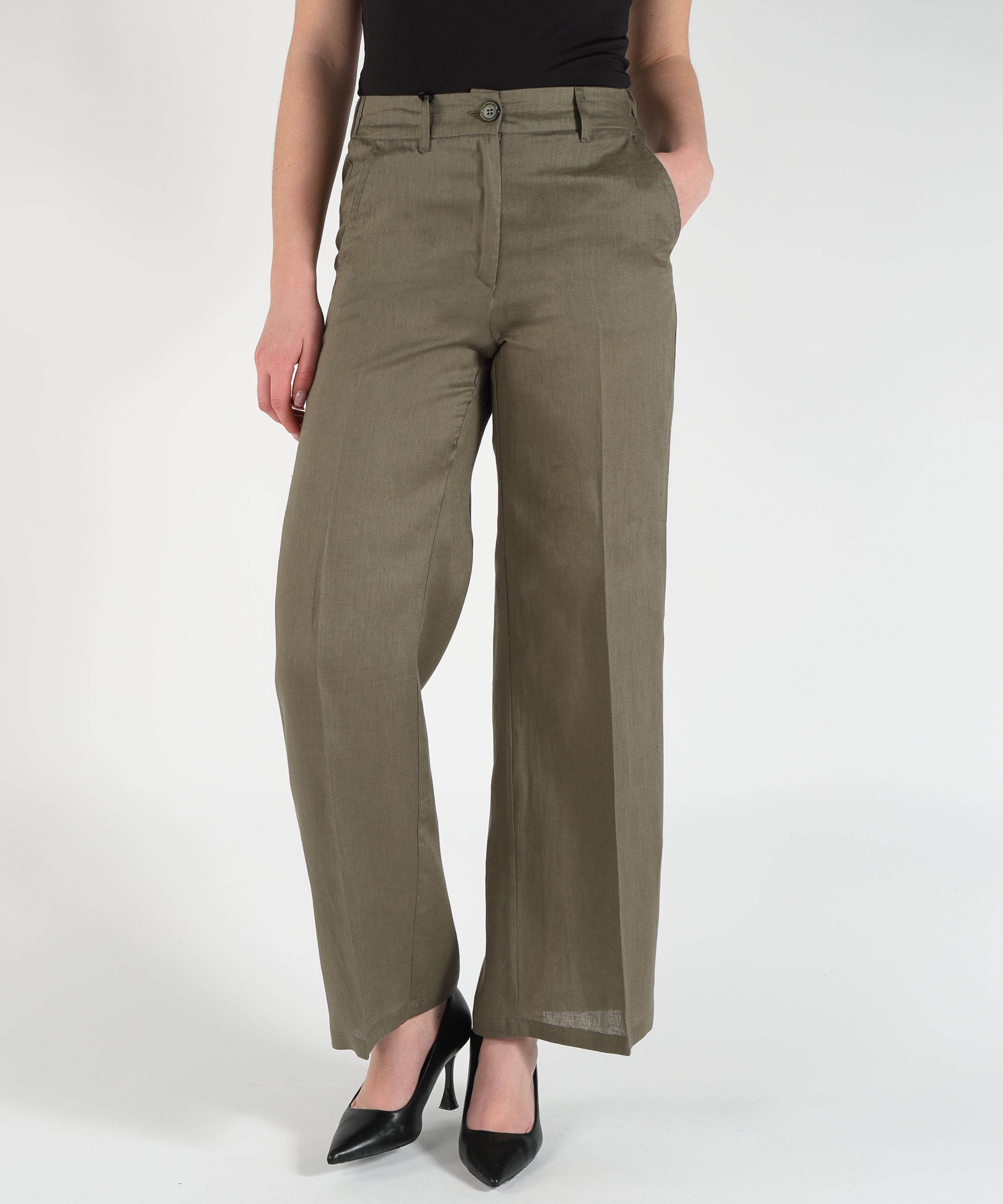 Trousers PENNYBLACK Micio Linen Pants Kaki | PENNYBLACK