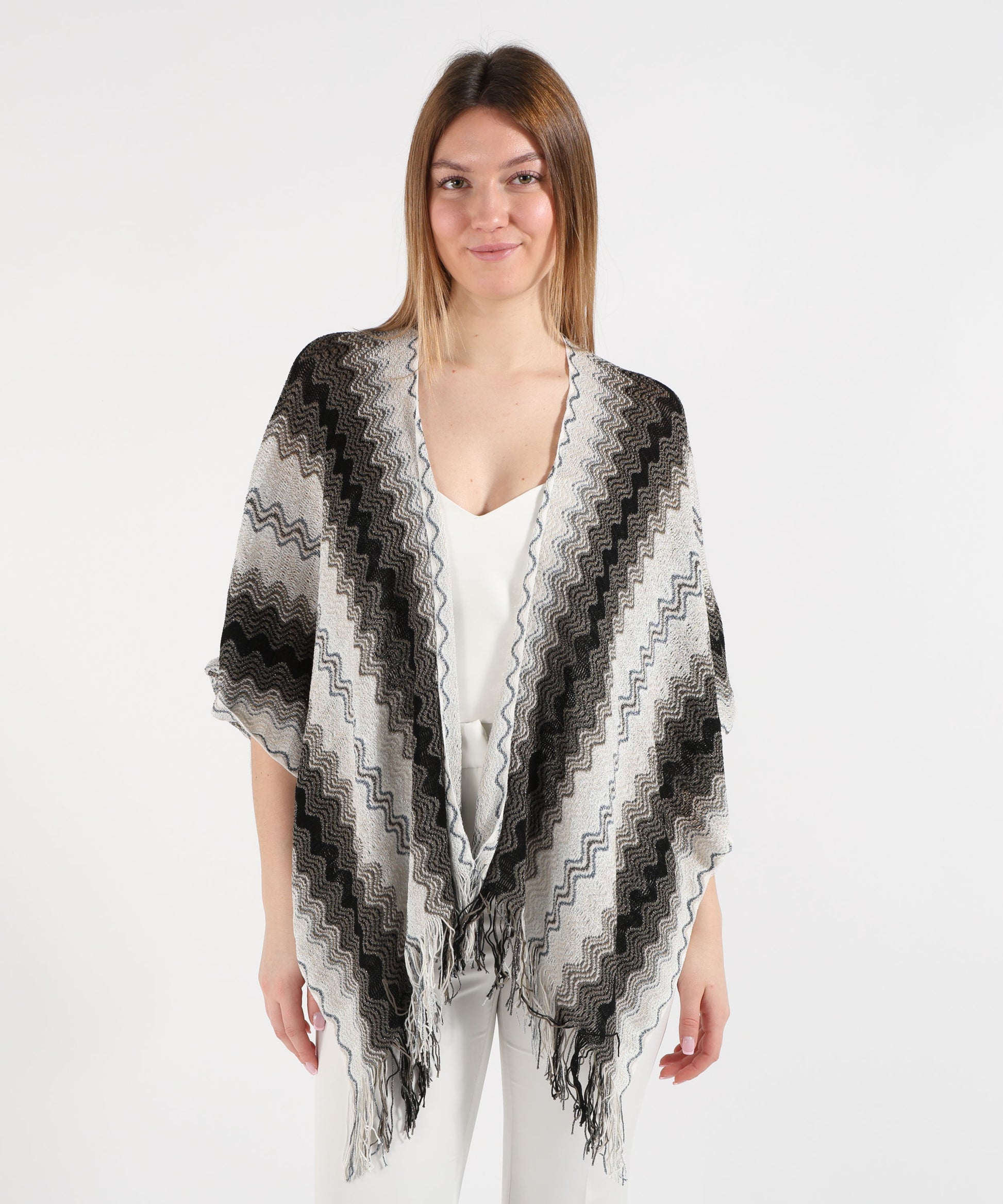 Poncho MISSONI Poncho Donna Effetto Geometrico con Filo Brillantinato Multicolor | MISSONI
