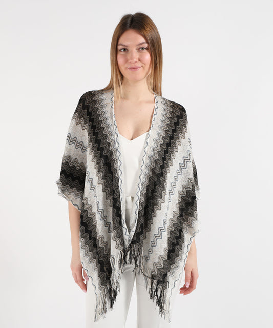 MISSONI Women’s Geometric Poncho with Shimmer Thread
