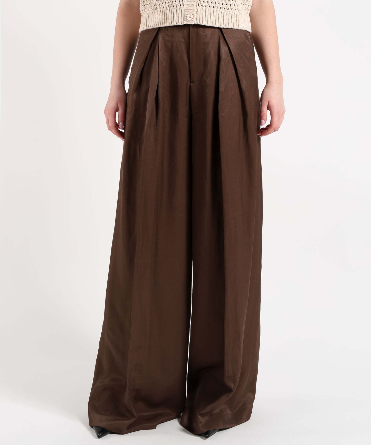 BERWICH Pantalone Donna Molto Ampio con Pieghe