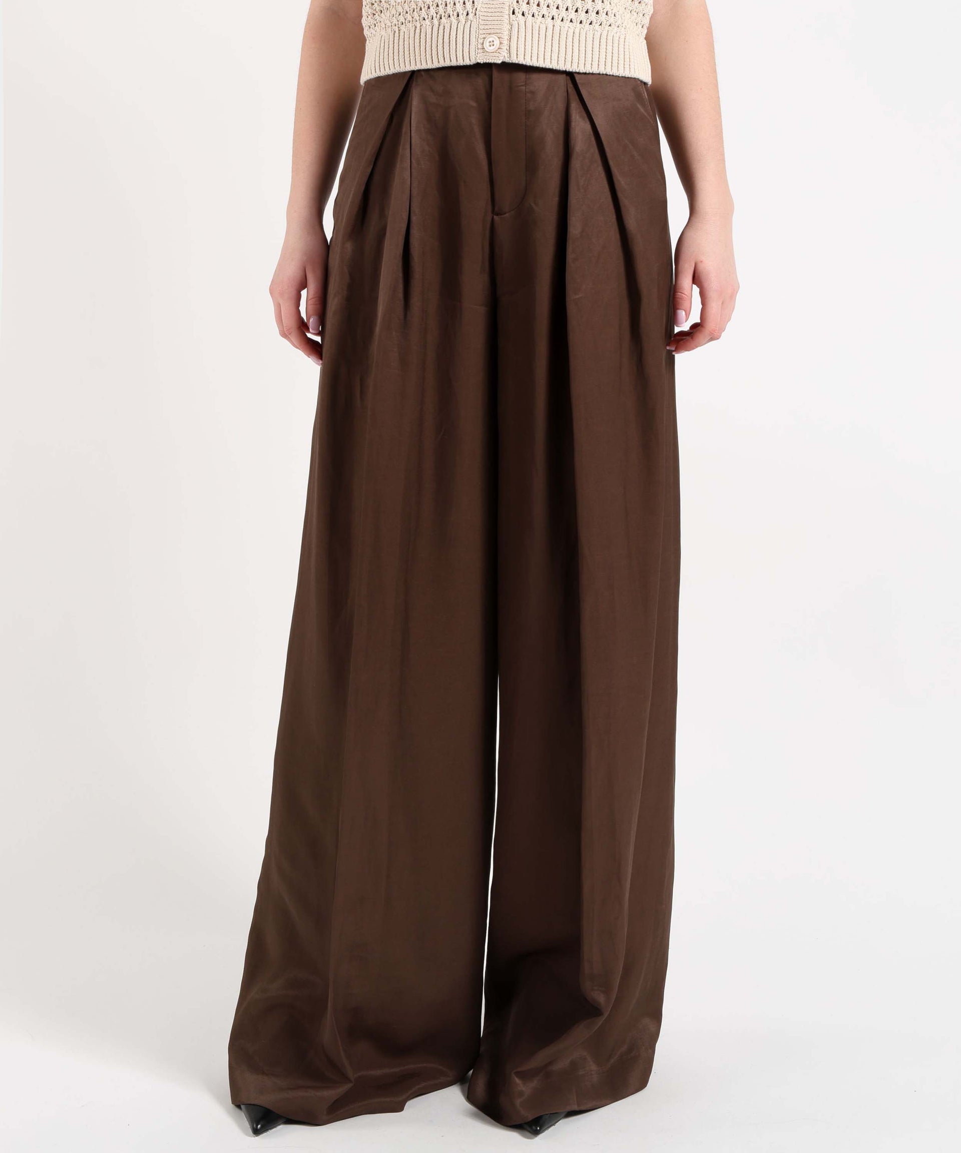 BERWICH Pantalone Donna Molto Ampio con Pieghe