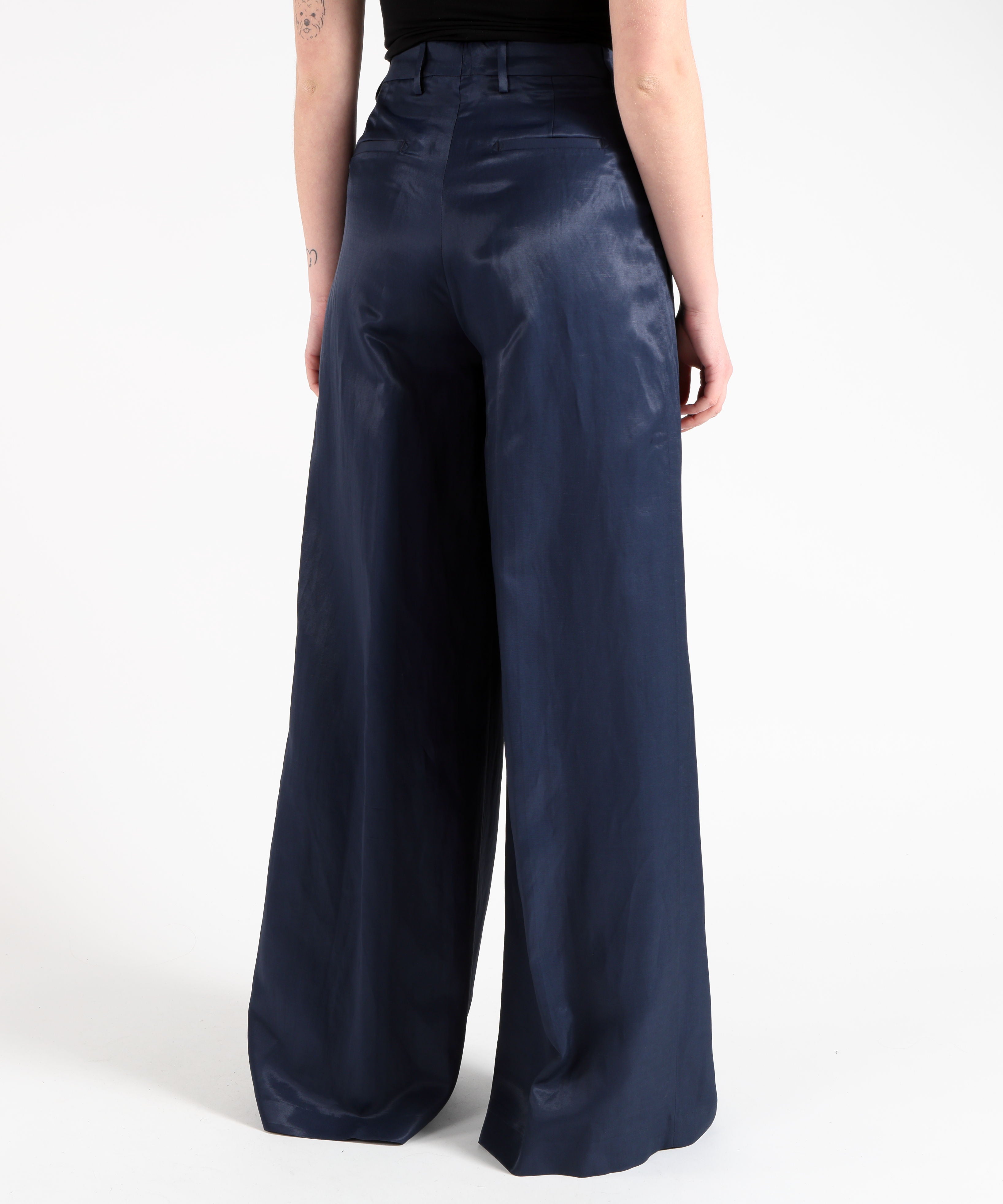 Trousers BERWICH Women's Wide-Leg Pleated Pants Navy | BERWICH