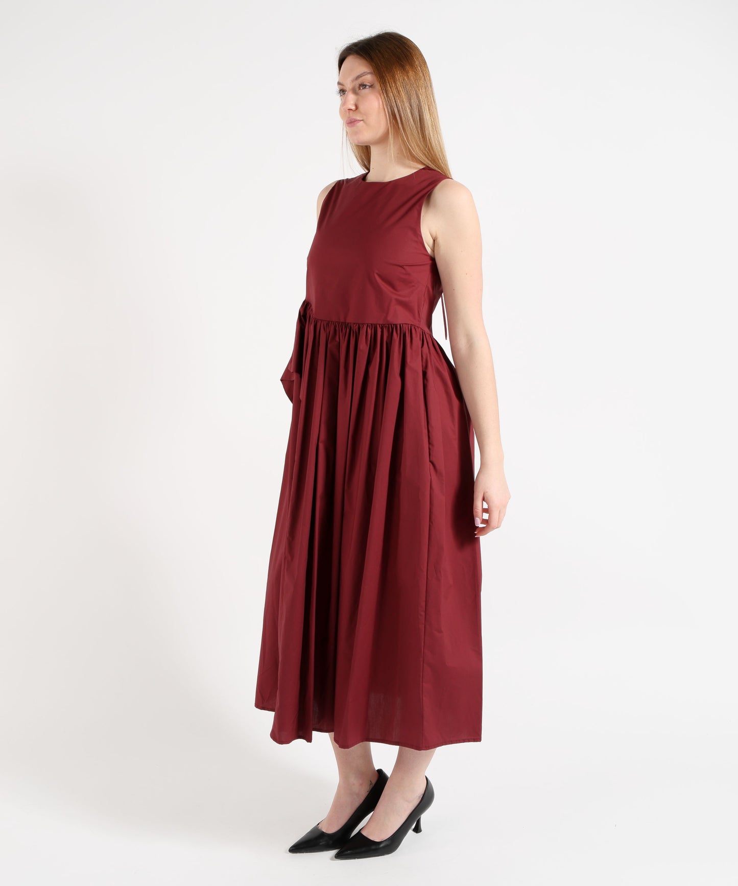 MEIMEI Abito Lungo Donna Smanicato con Rouche