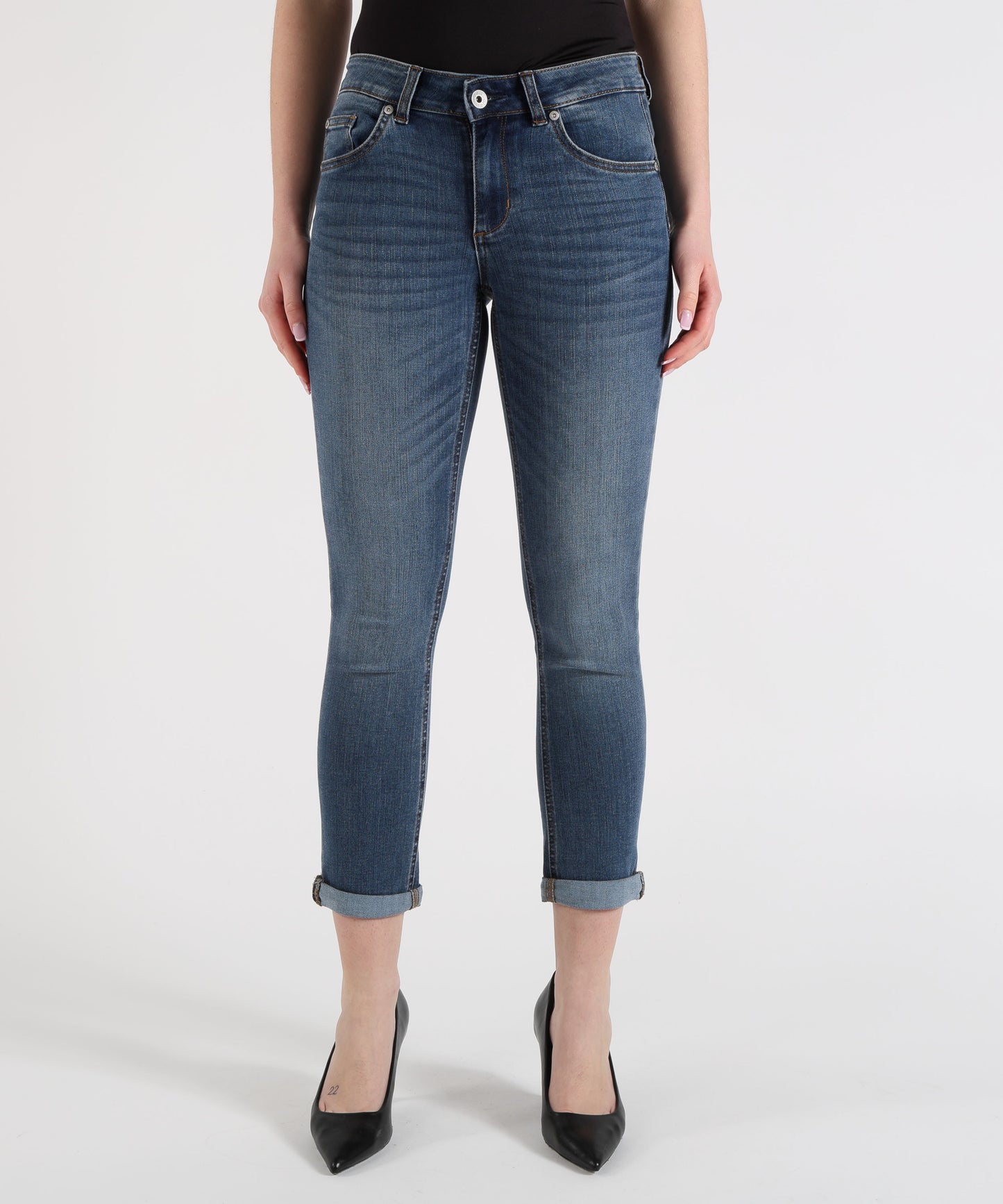 LIUJO denim Jeans skinny con risvolto