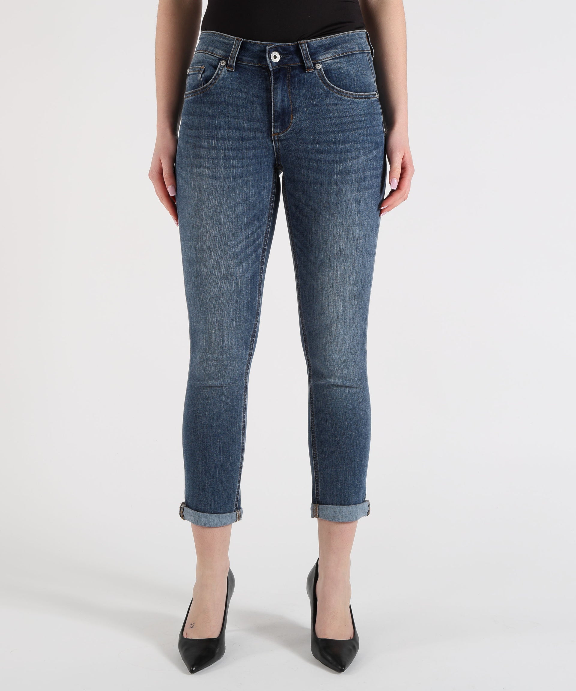 LIUJO denim Jeans skinny con risvolto
