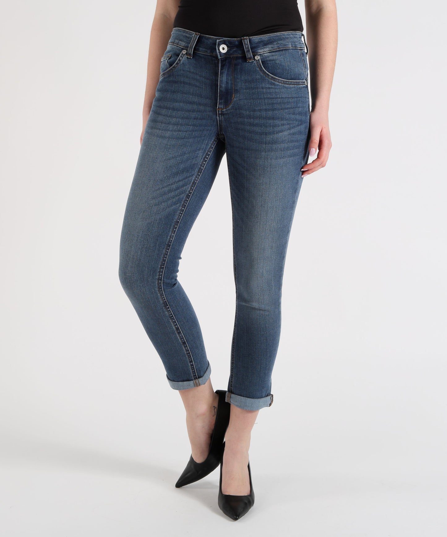 LIUJO denim Jeans skinny con risvolto