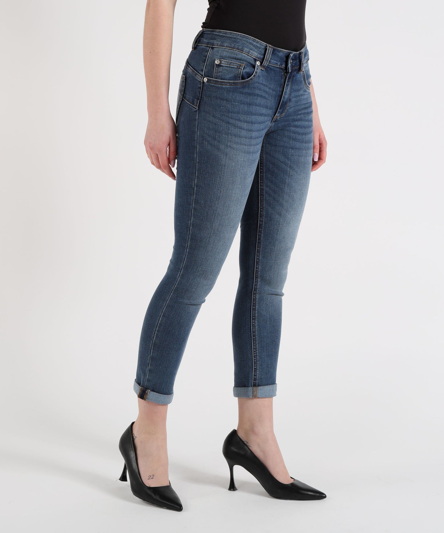 LIUJO denim Jeans skinny con risvolto