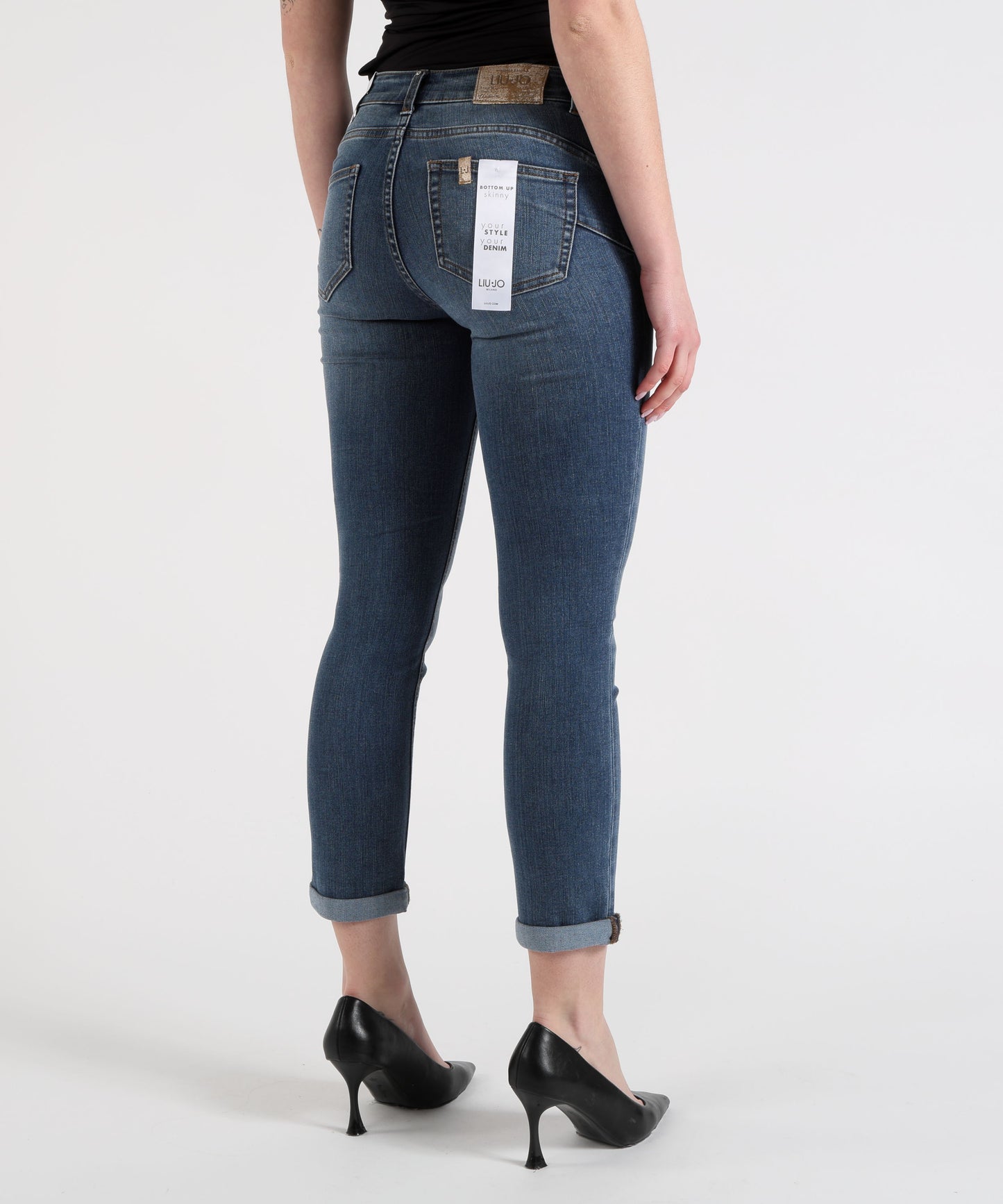 LIUJO denim Jeans skinny con risvolto