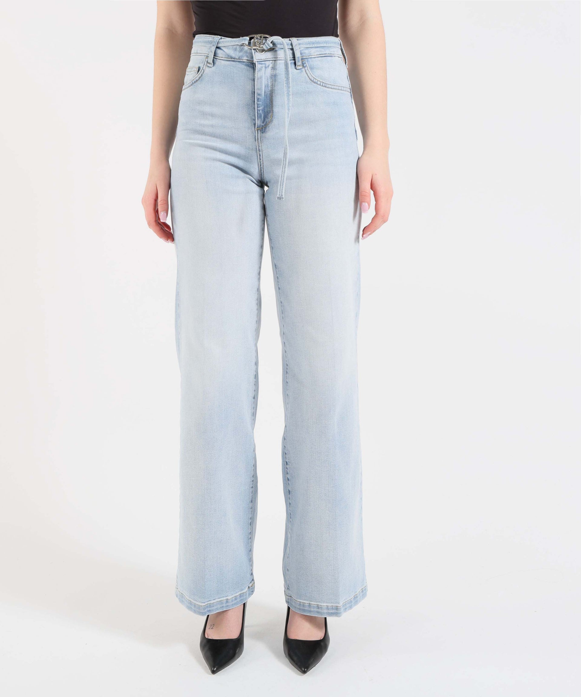 LIUJO denim Jeans flare a vita alta
