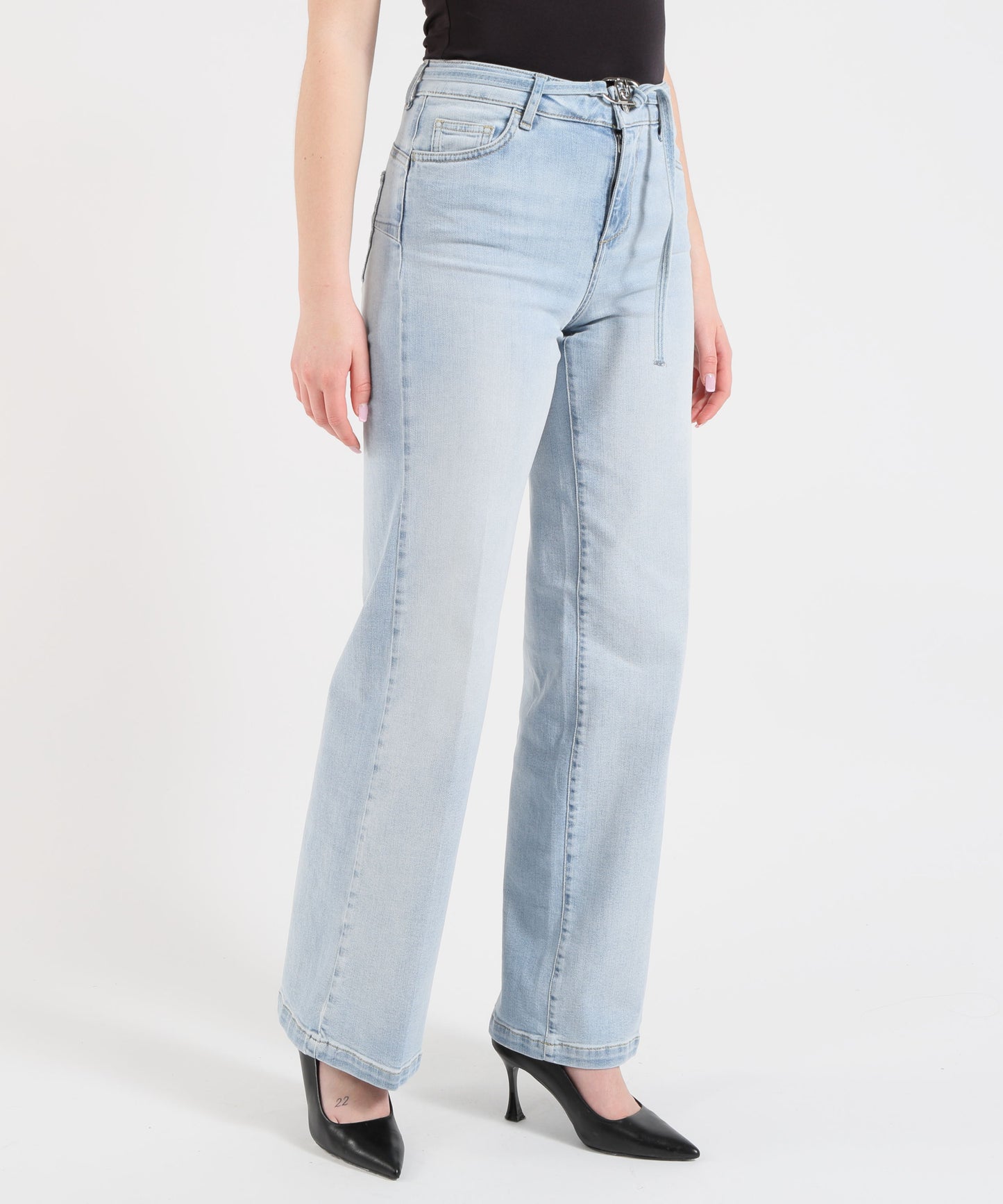 LIUJO denim Jeans flare a vita alta