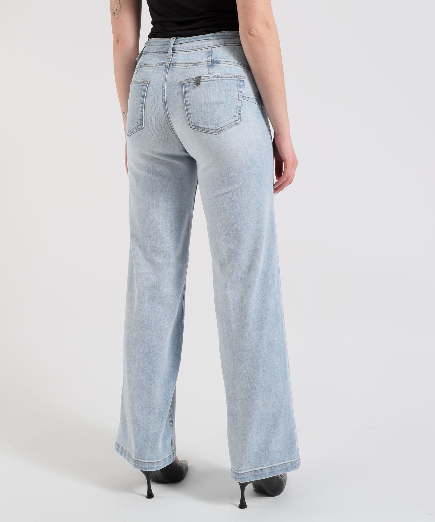 LIUJO denim Jeans flare a vita alta