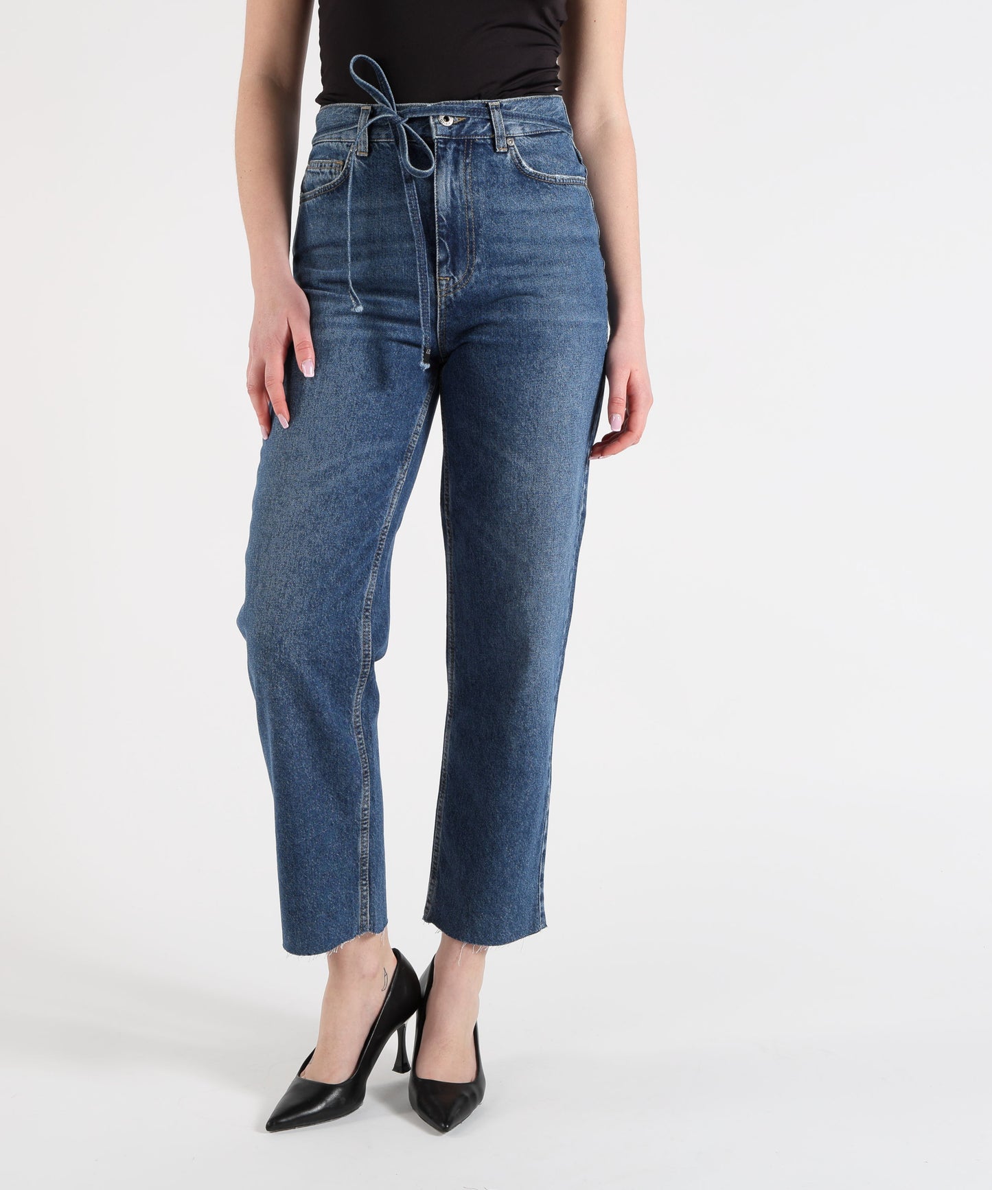 LIUJO denim Jeans straight con cintura
