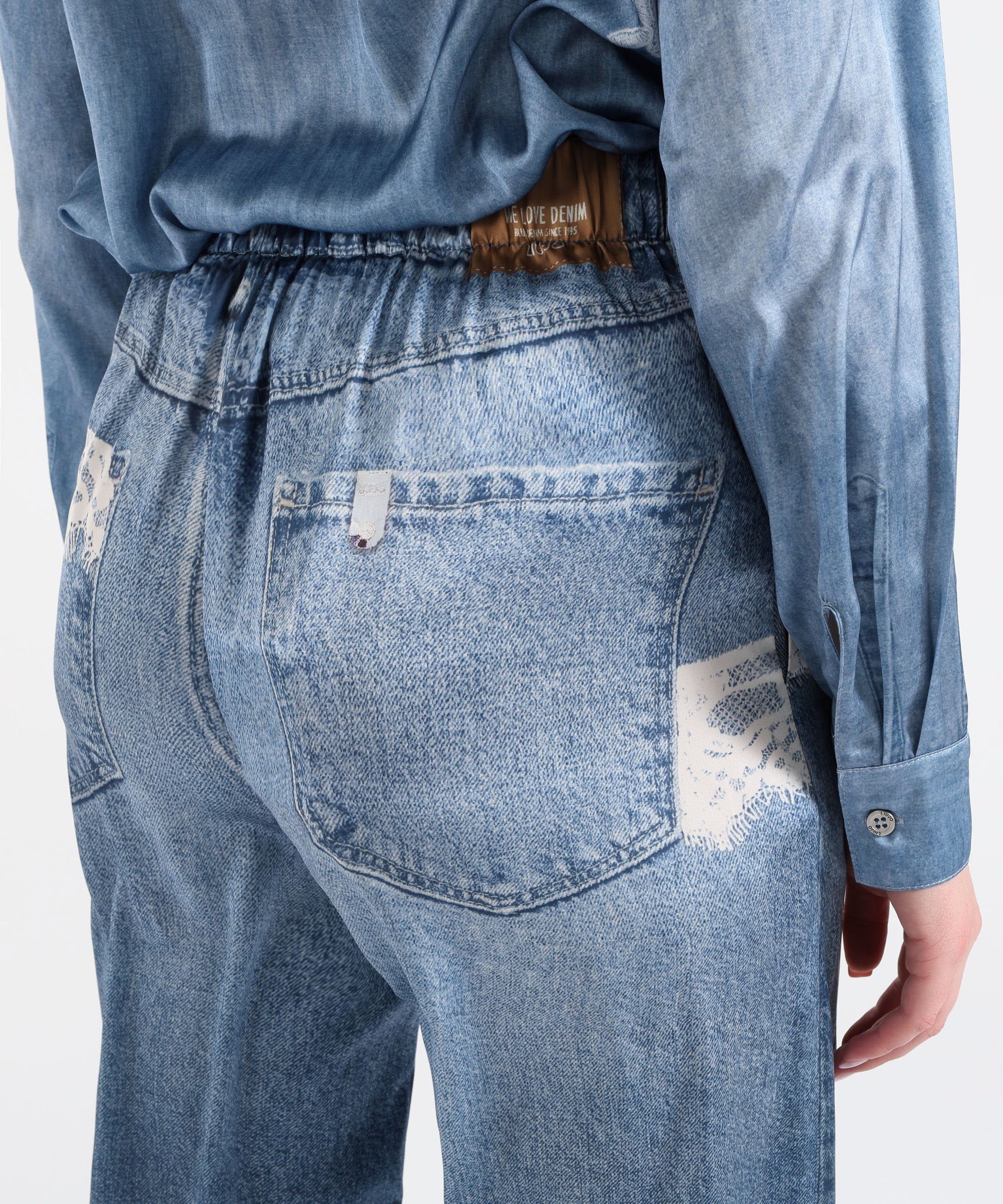 Jeans LIUJO denim Pantaloni flare con stampa digitale Denim | LIUJO denim