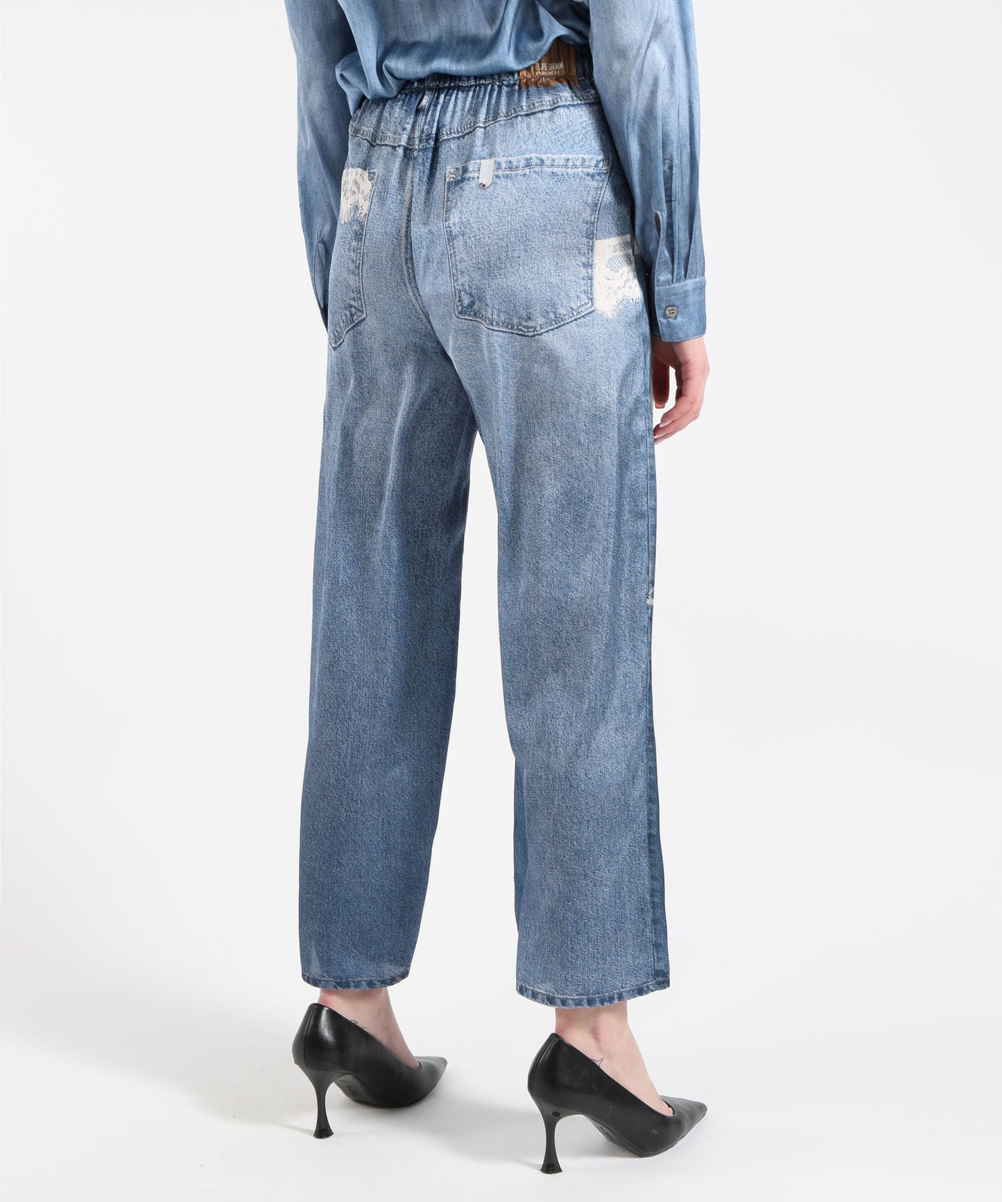 LIUJO denim Pantaloni flare con stampa digitale