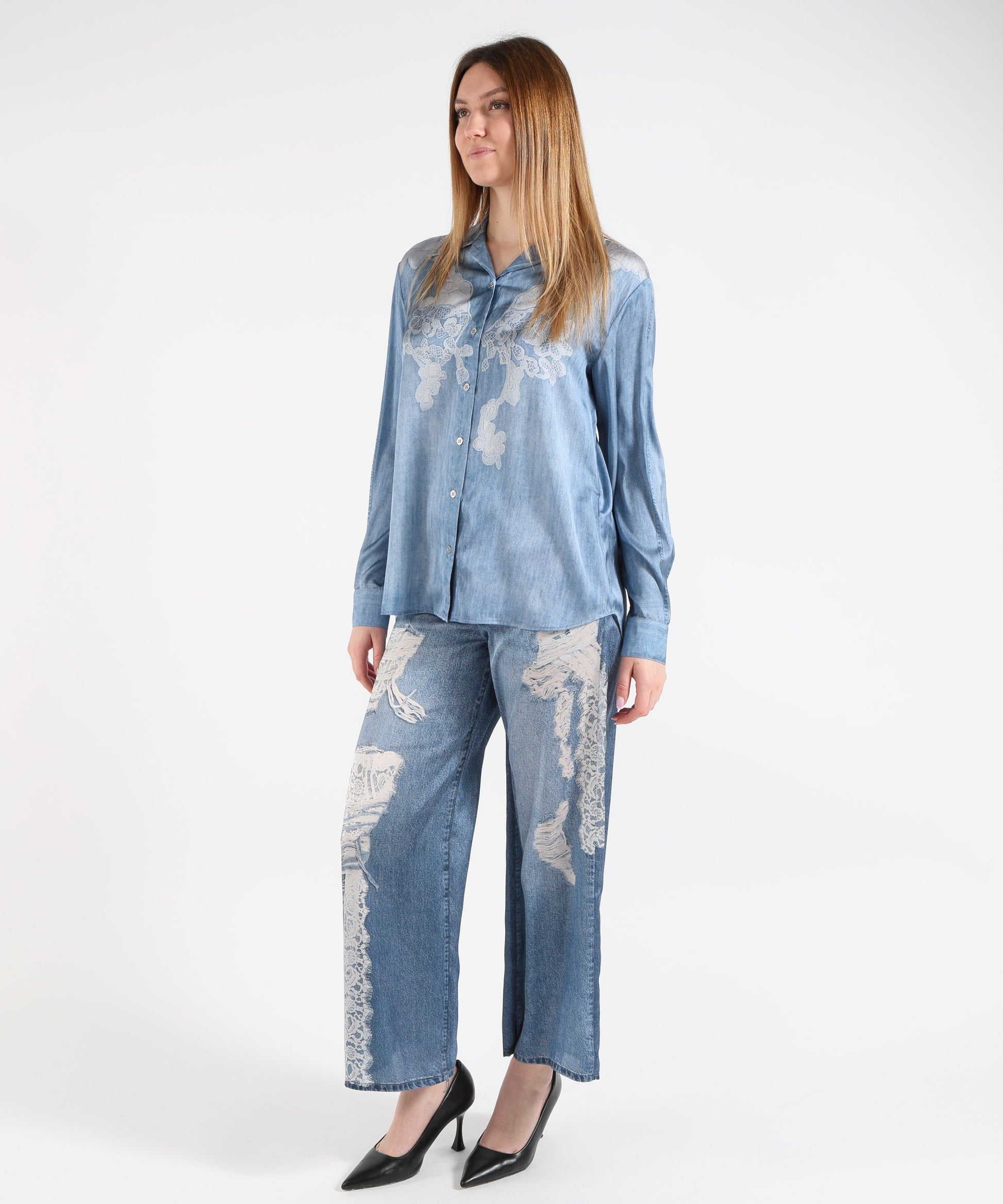 Jeans LIUJO denim Pantaloni flare con stampa digitale Denim | LIUJO denim