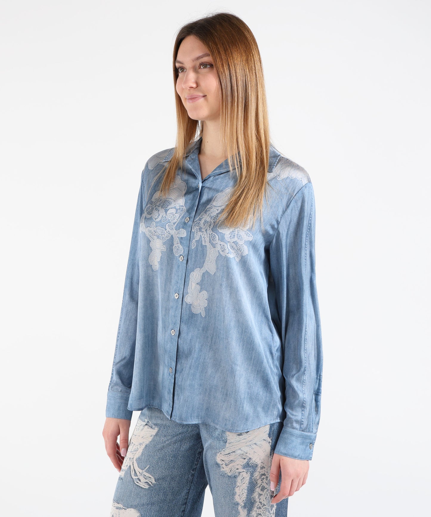 LIUJO denim Shirt with digital print