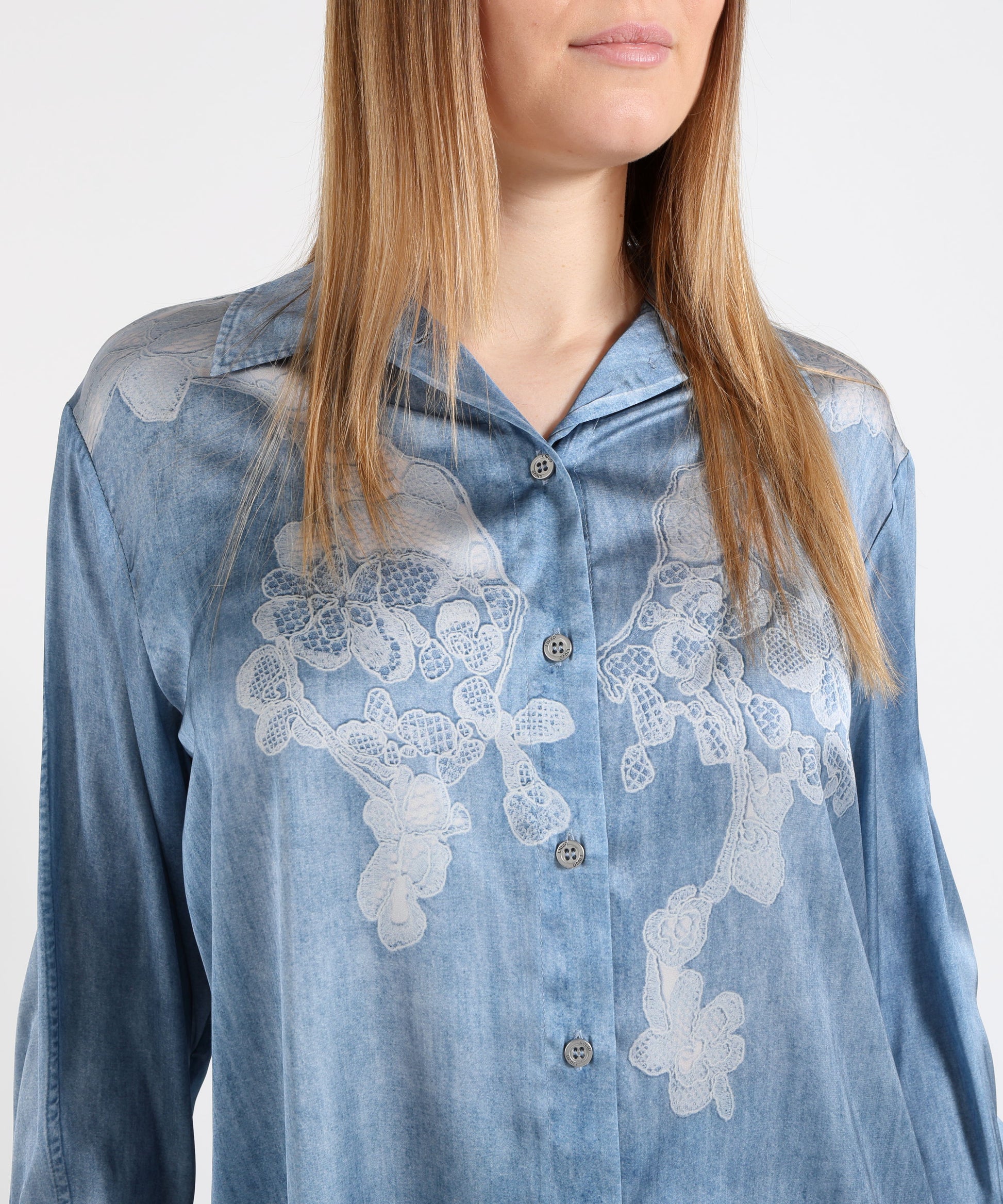 Shirts LIUJO denim Shirt with digital print Denim | LIUJO denim
