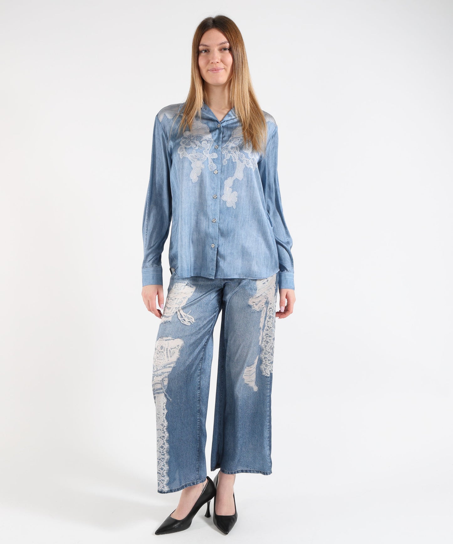 LIUJO denim Shirt with digital print
