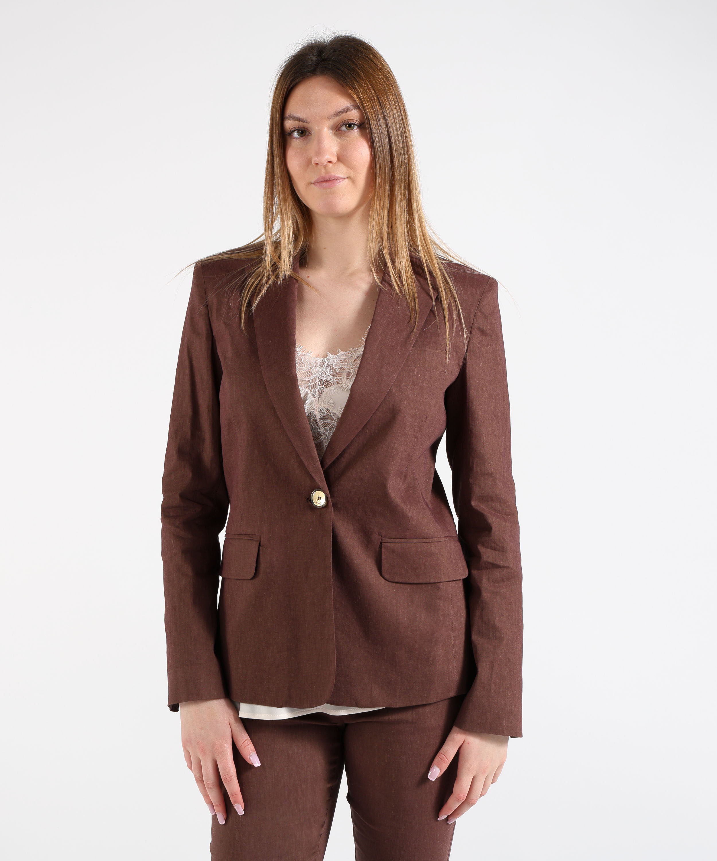 Giacche PINKO Giacca in misto lino Marrone | PINKO