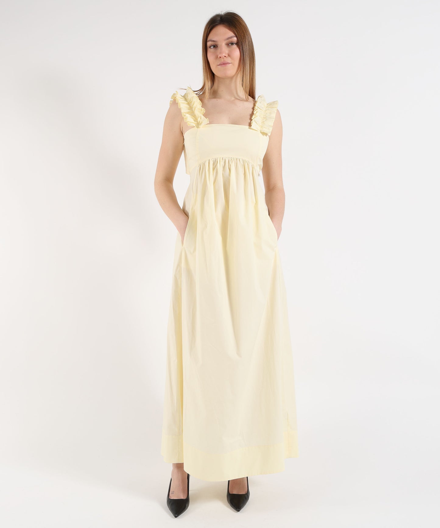 LIUJO BLACK Abito lungo con rouches