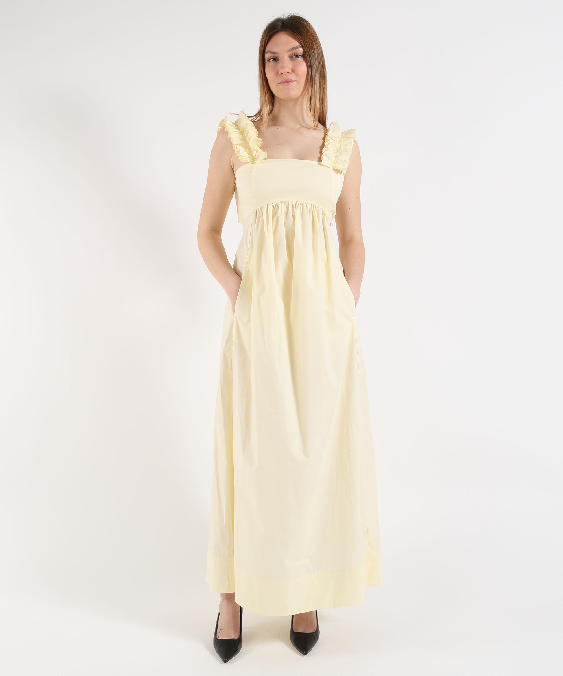 Abiti LIUJO BLACK Abito lungo con rouches Giallo | LIUJO BLACK
