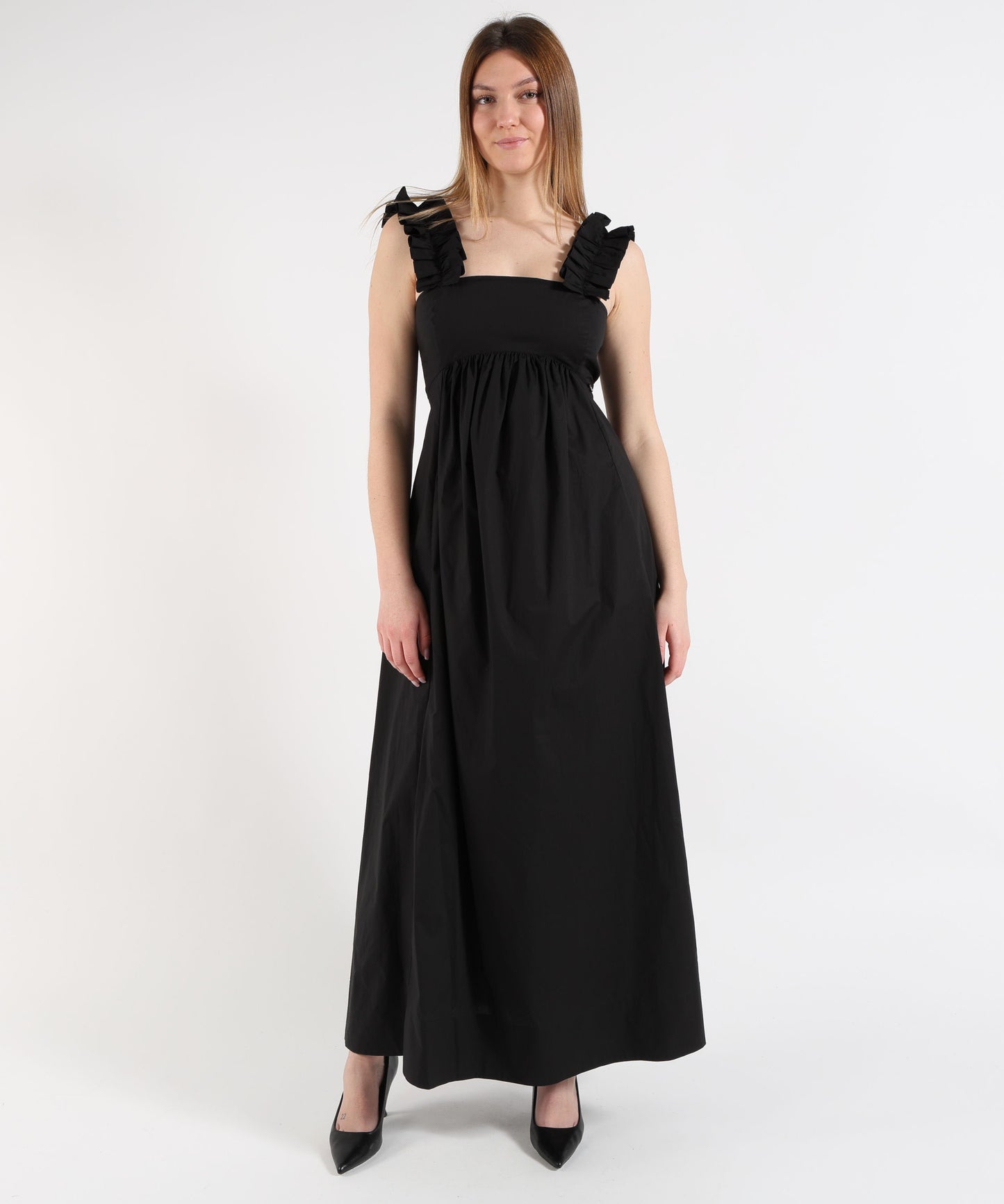 LIUJO BLACK Abito lungo con rouches