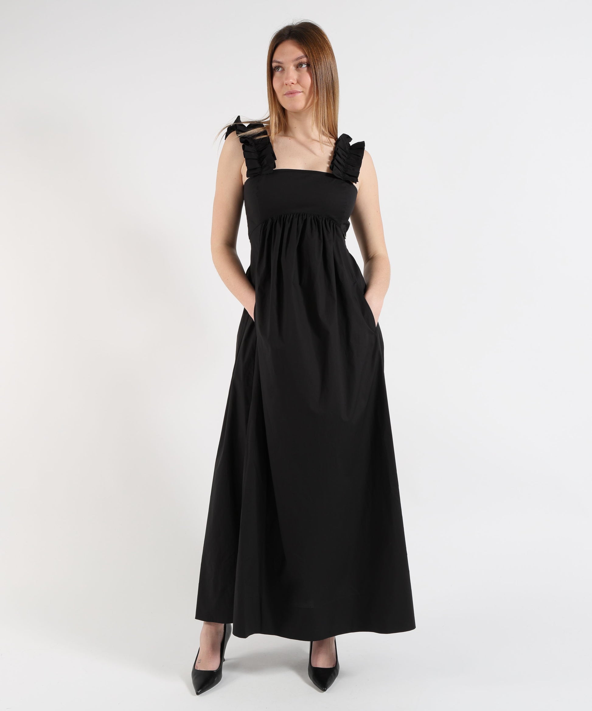 Abiti LIUJO BLACK Abito lungo con rouches Nero | LIUJO BLACK