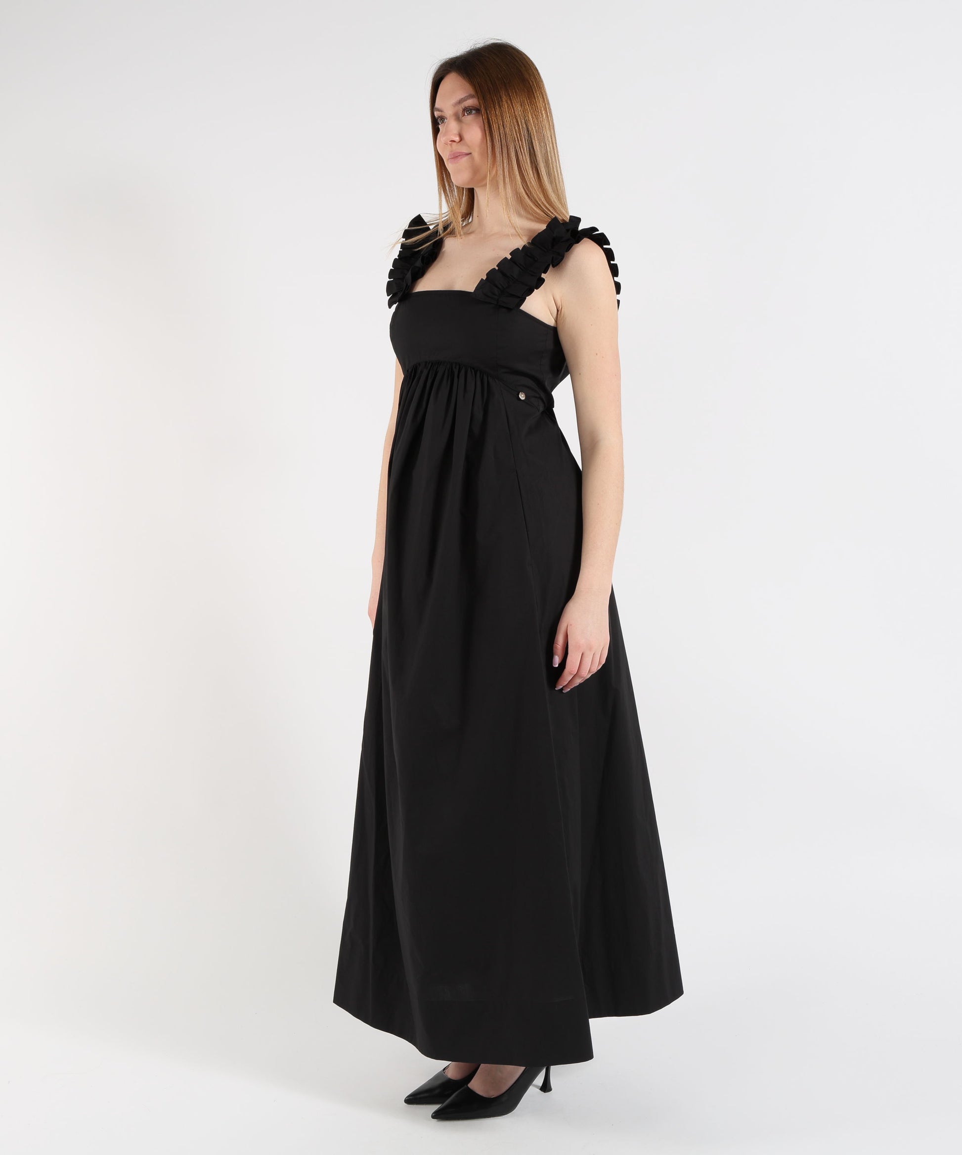 Abiti LIUJO BLACK Abito lungo con rouches Nero | LIUJO BLACK