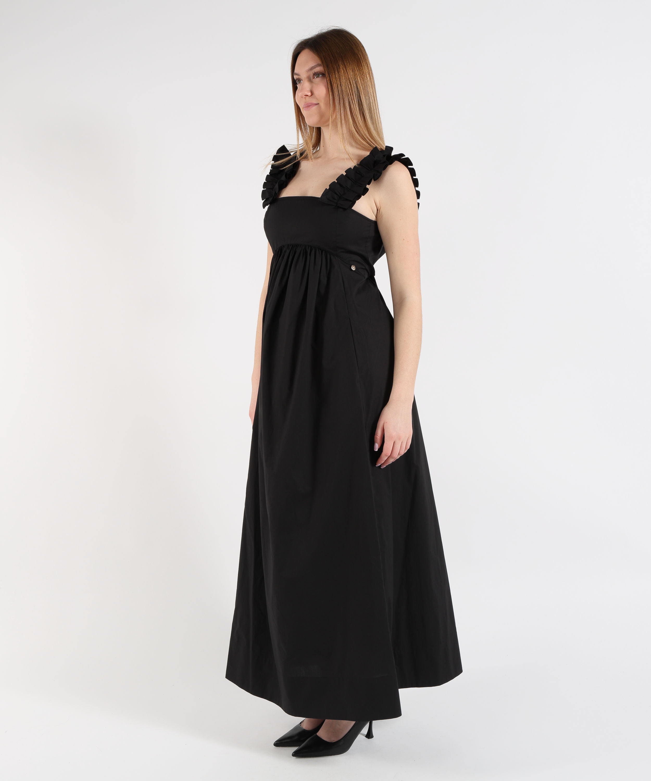 Abiti LIUJO BLACK Abito lungo con rouches Nero | LIUJO BLACK