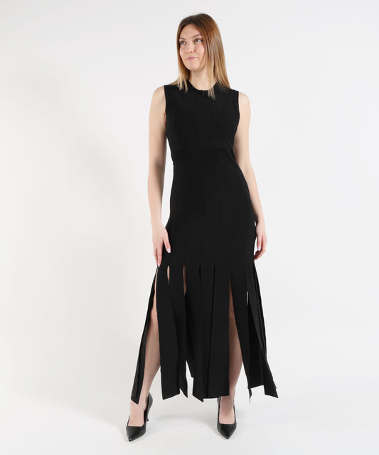 LIUJO BLACK Abito in maglia con frange