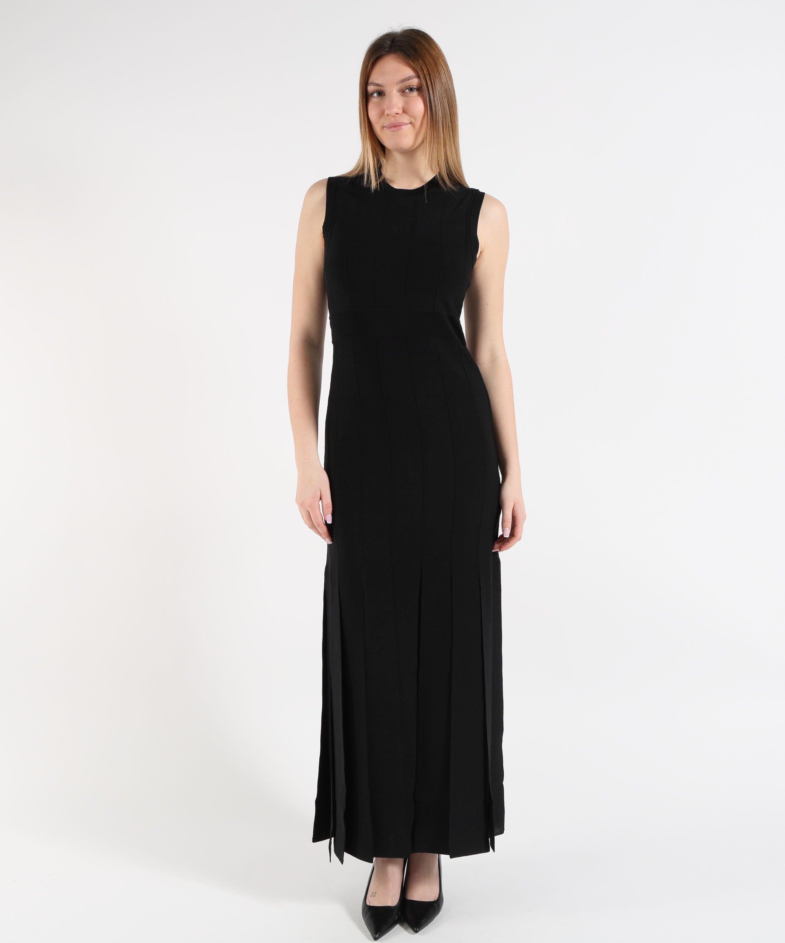 LIUJO BLACK Abito in maglia con frange