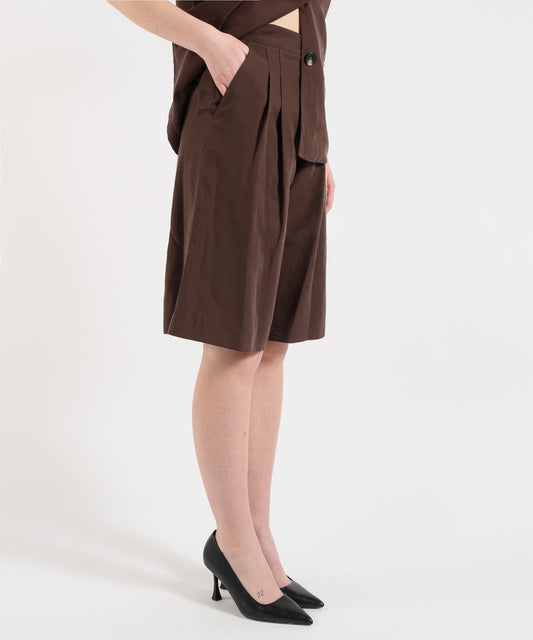 Bermudas LIUJO WHITE Linen-Blend Bermuda Shorts Marrone | LIUJO WHITE