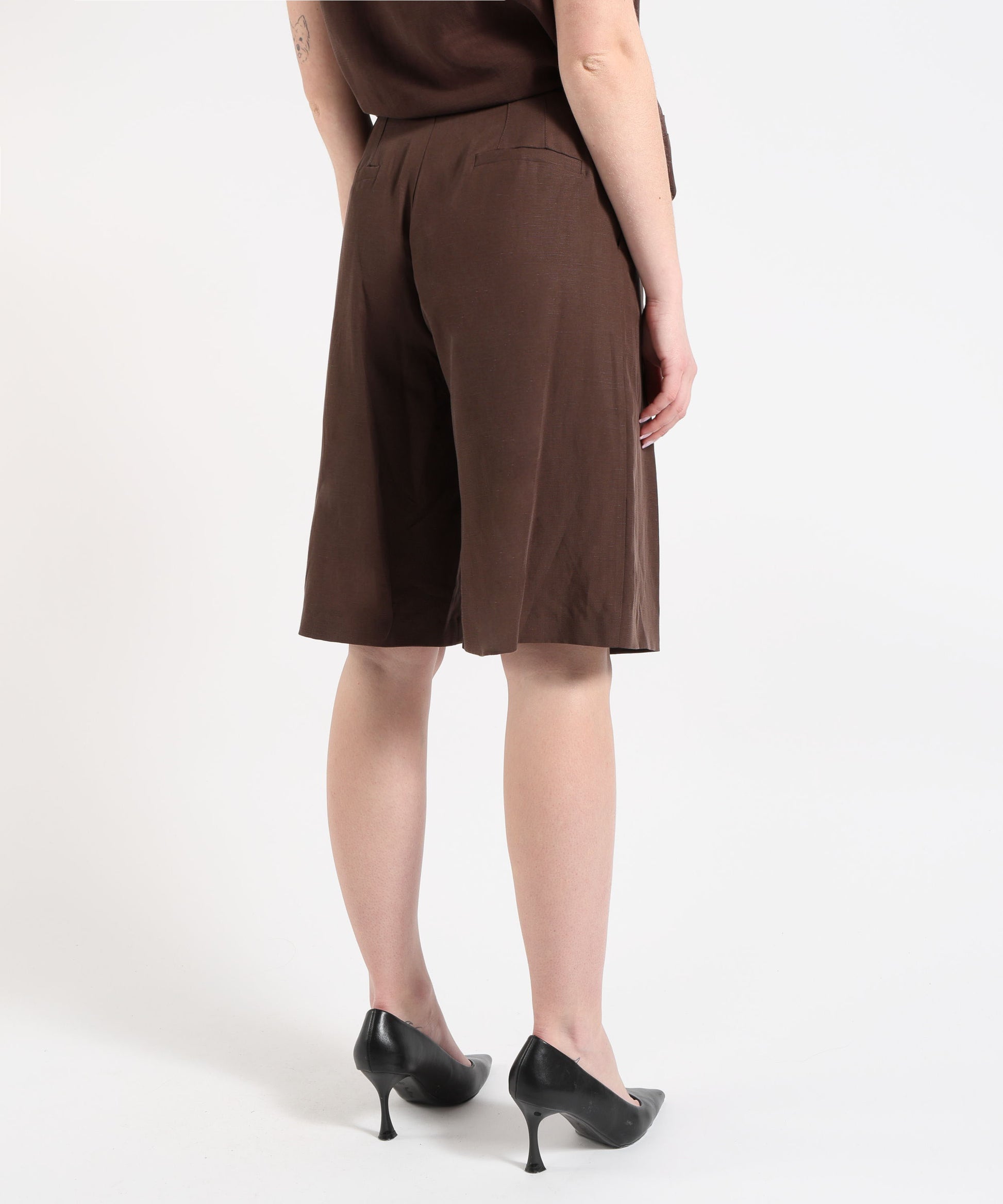 Bermudas LIUJO WHITE Linen-Blend Bermuda Shorts Marrone | LIUJO WHITE