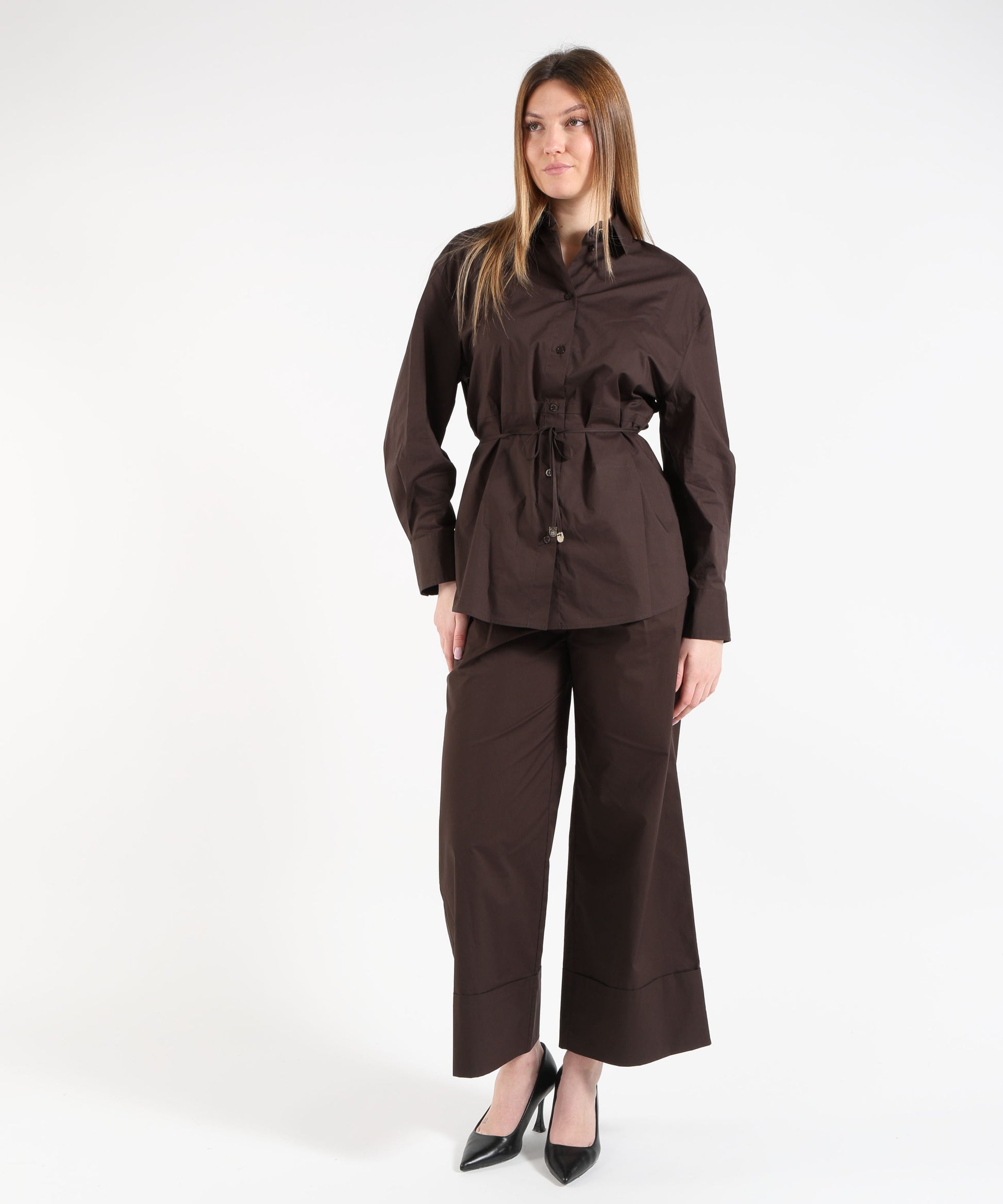 Camicie LIUJO WHITE Camicia in popeline Marrone | LIUJO WHITE